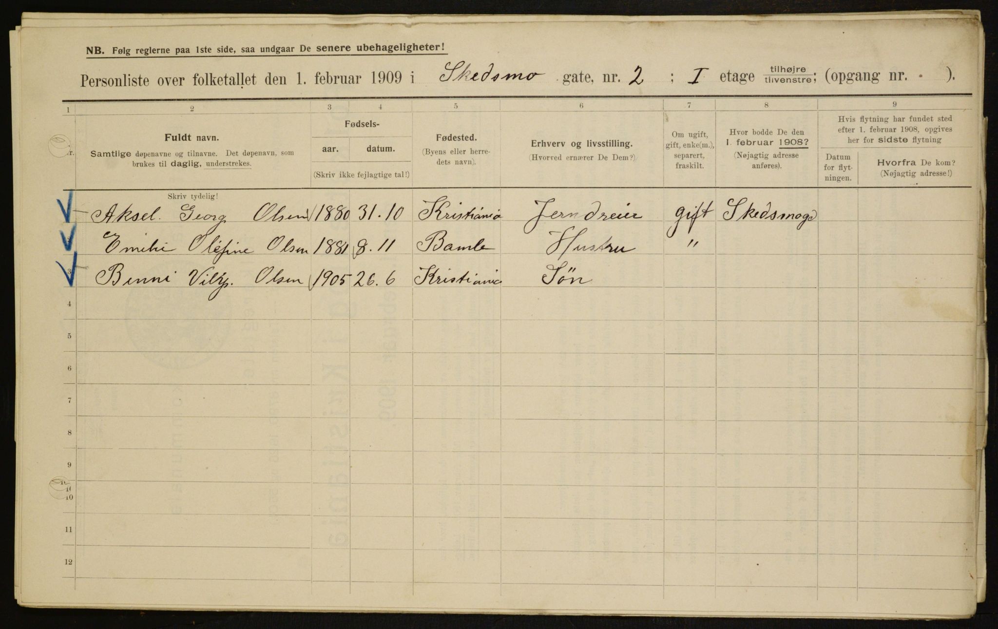 OBA, Municipal Census 1909 for Kristiania, 1909, p. 86335