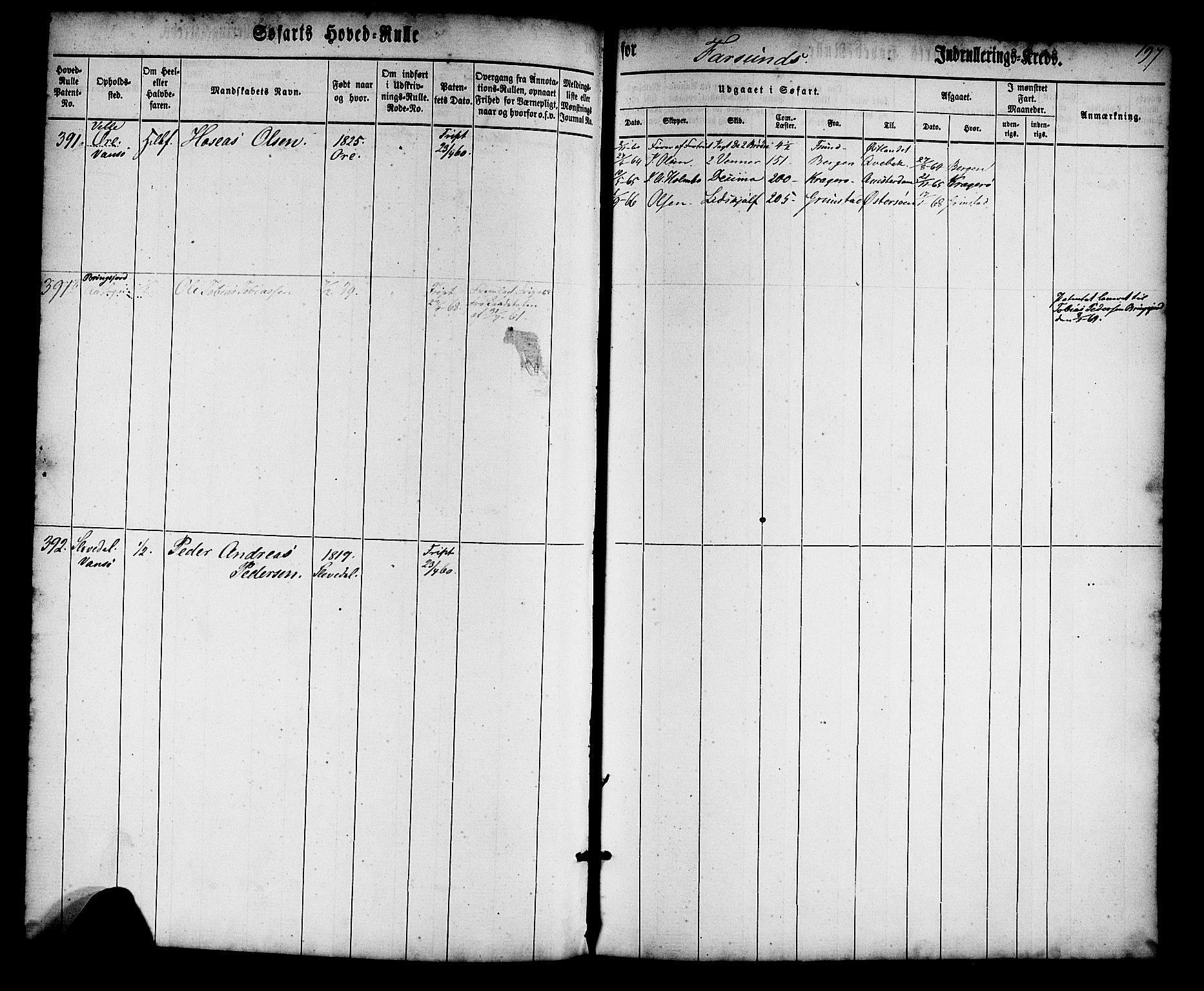 Farsund mønstringskrets, AV/SAK-2031-0017/F/Fb/L0013: Hovedrulle nr 1-574, Z-5, 1860-1869, p. 199