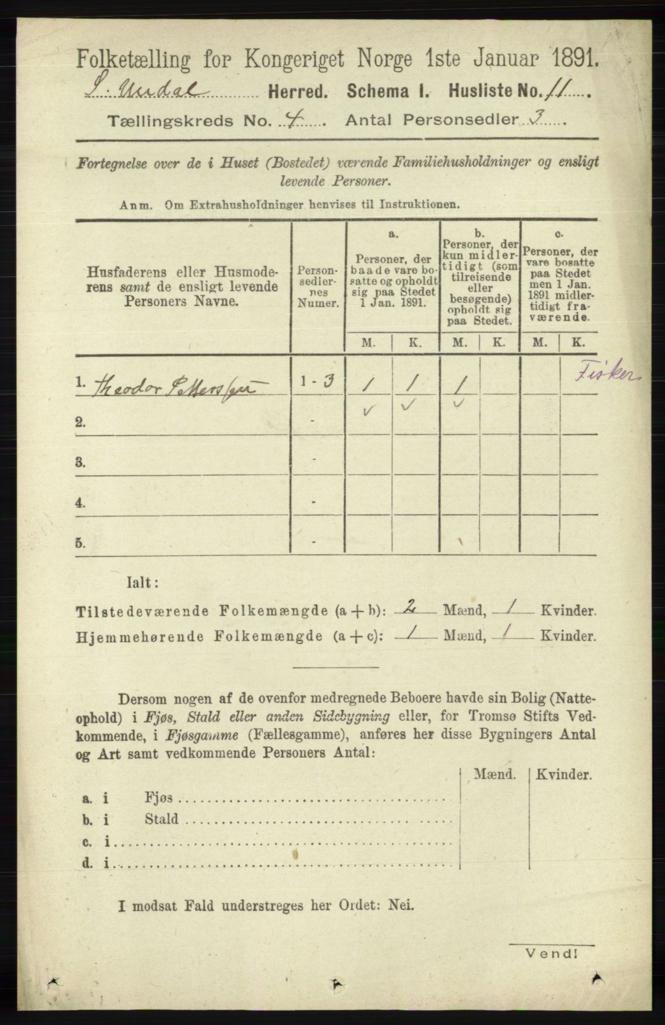 RA, 1891 census for 1029 Sør-Audnedal, 1891, p. 1341