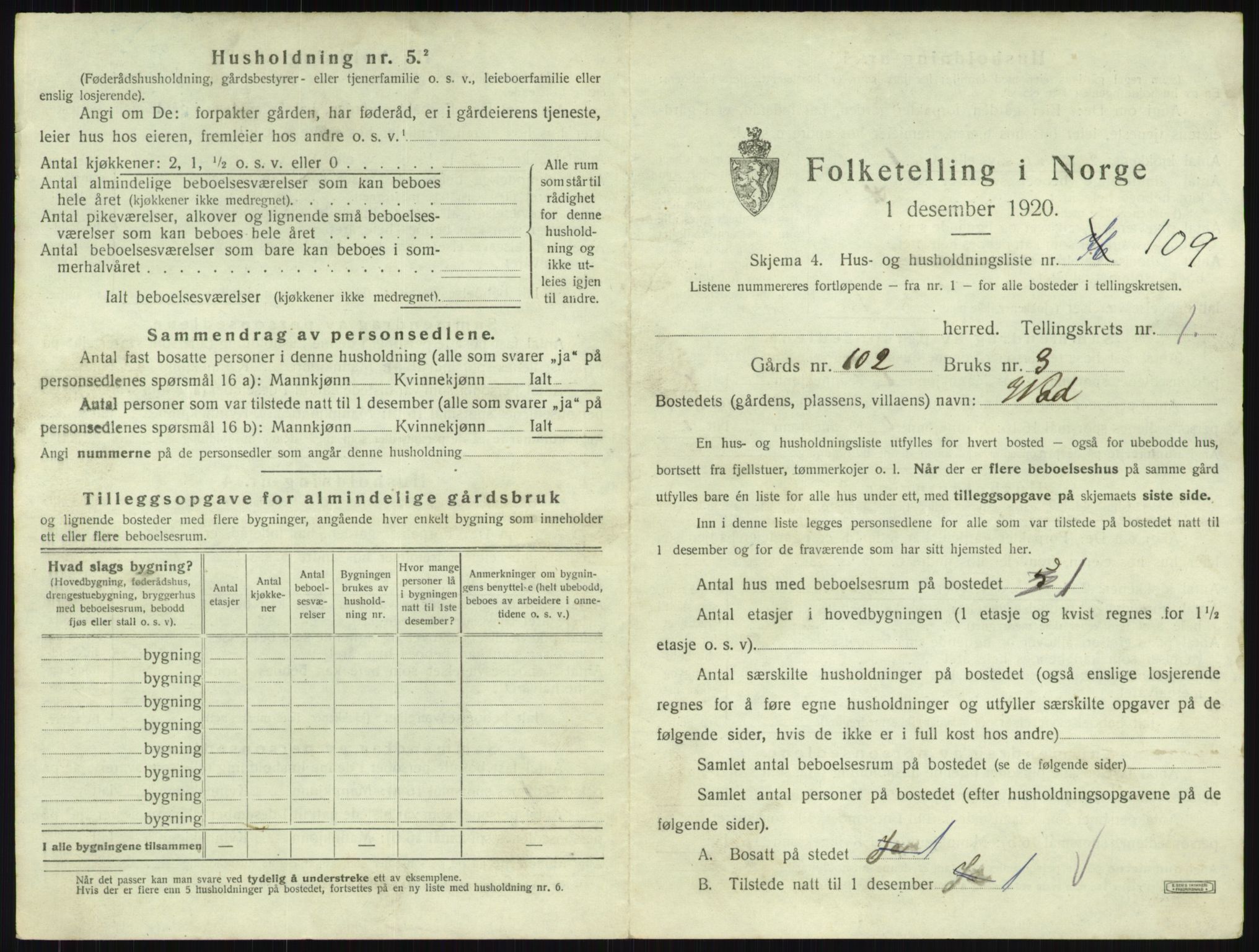 SAKO, 1920 census for Botne, 1920, p. 251