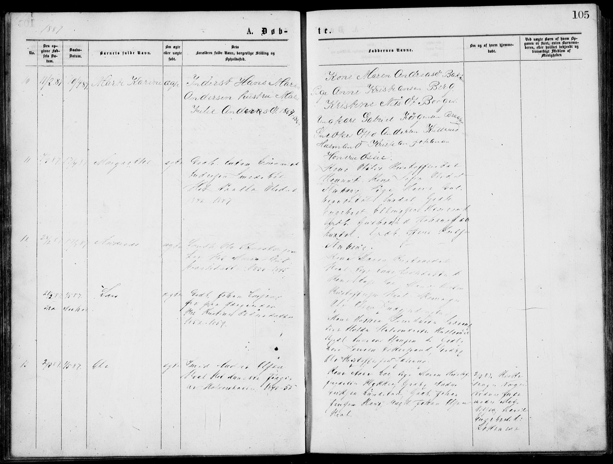 Norderhov kirkebøker, AV/SAKO-A-237/G/Gb/L0001: Parish register (copy) no. II 1, 1876-1899, p. 105