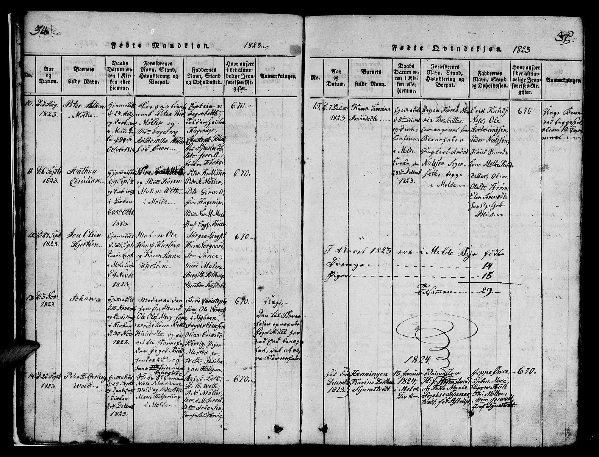 Ministerialprotokoller, klokkerbøker og fødselsregistre - Møre og Romsdal, SAT/A-1454/558/L0700: Parish register (copy) no. 558C01, 1818-1868, p. 34-35