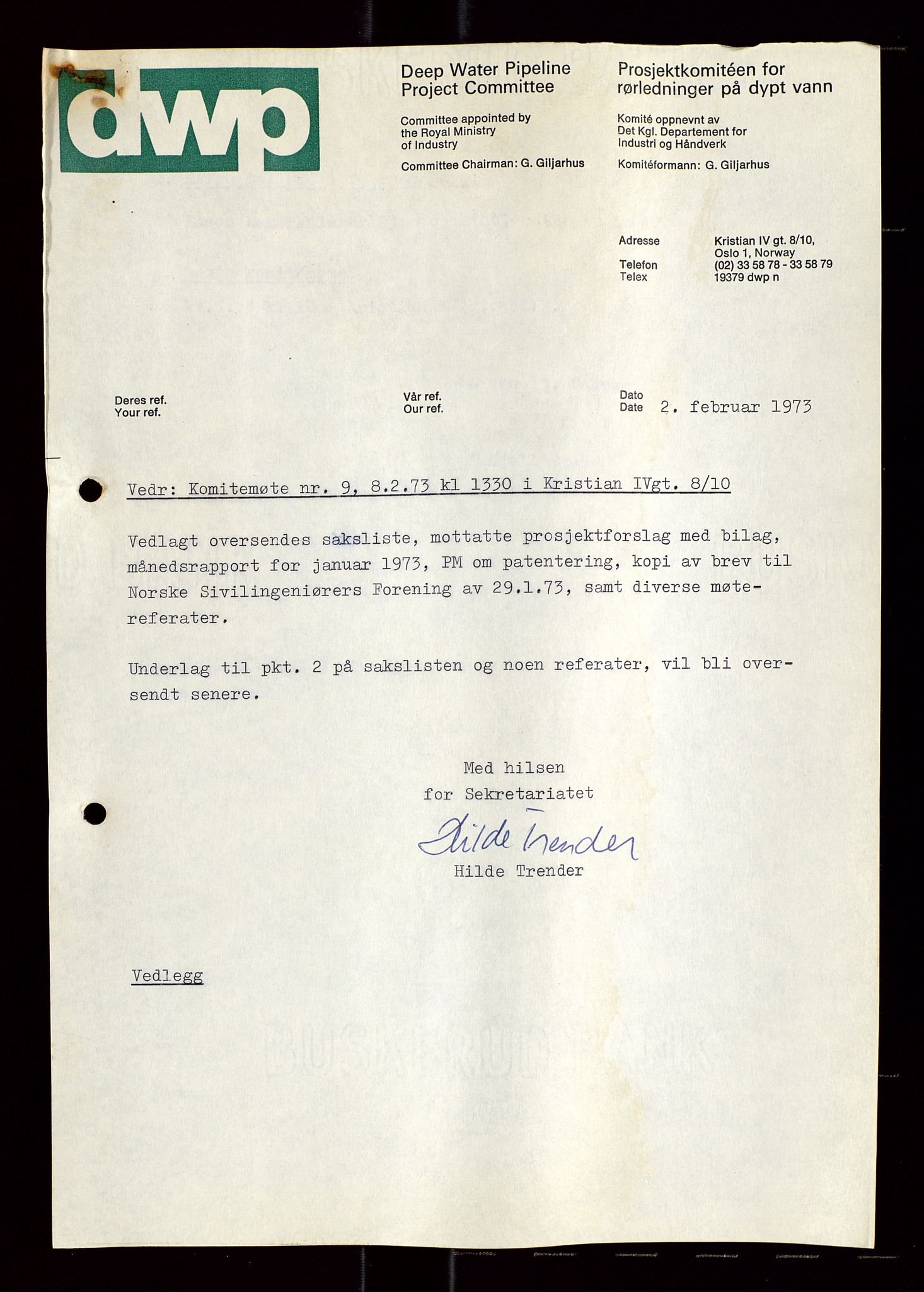 Industridepartementet, Oljekontoret, AV/SAST-A-101348/Di/L0004: DWP, møter, komite`møter, 761 forskning/teknologi, 1972-1975, p. 231