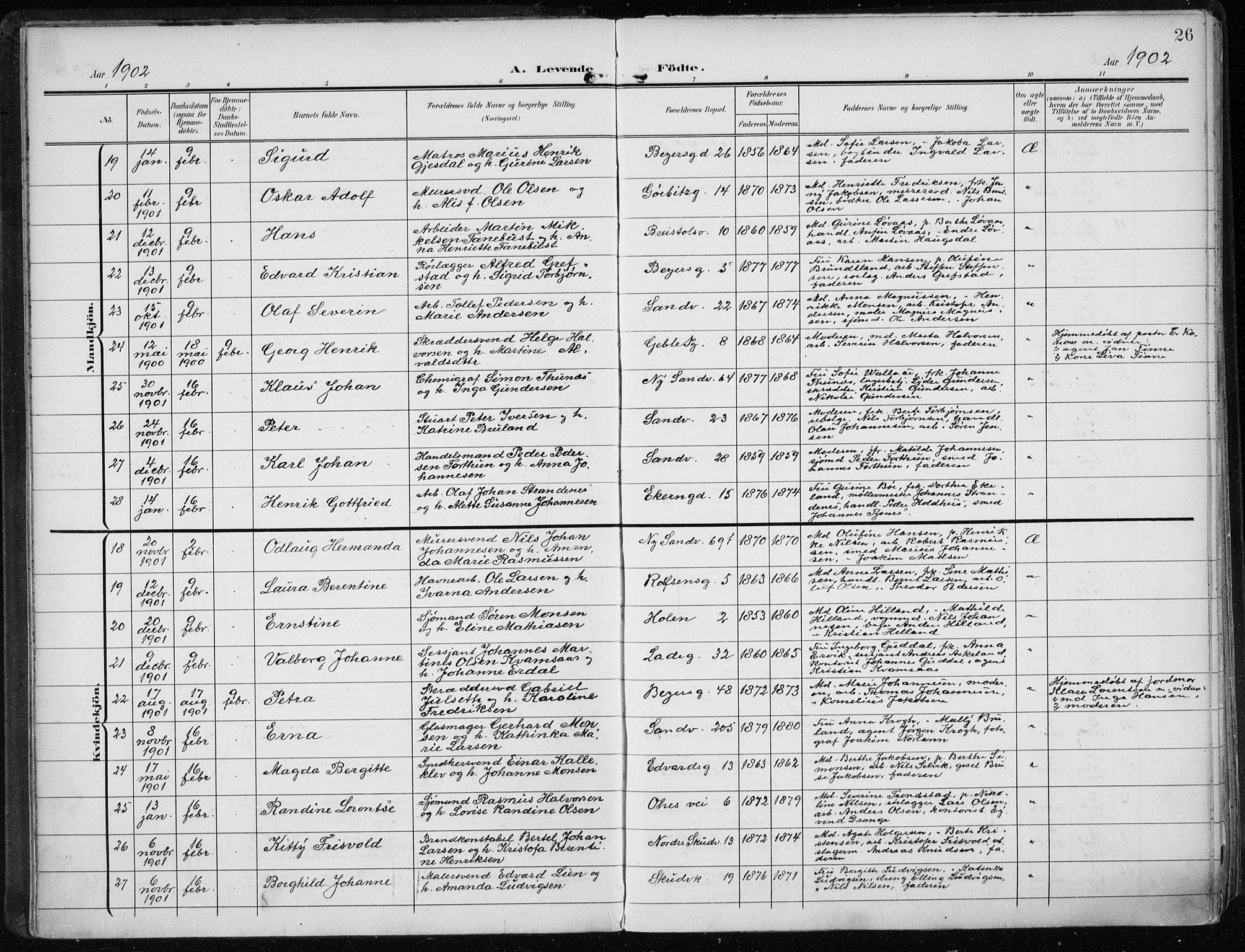 Sandviken Sokneprestembete, AV/SAB-A-77601/H/Ha/L0006: Parish register (official) no. B 3, 1901-1912, p. 26