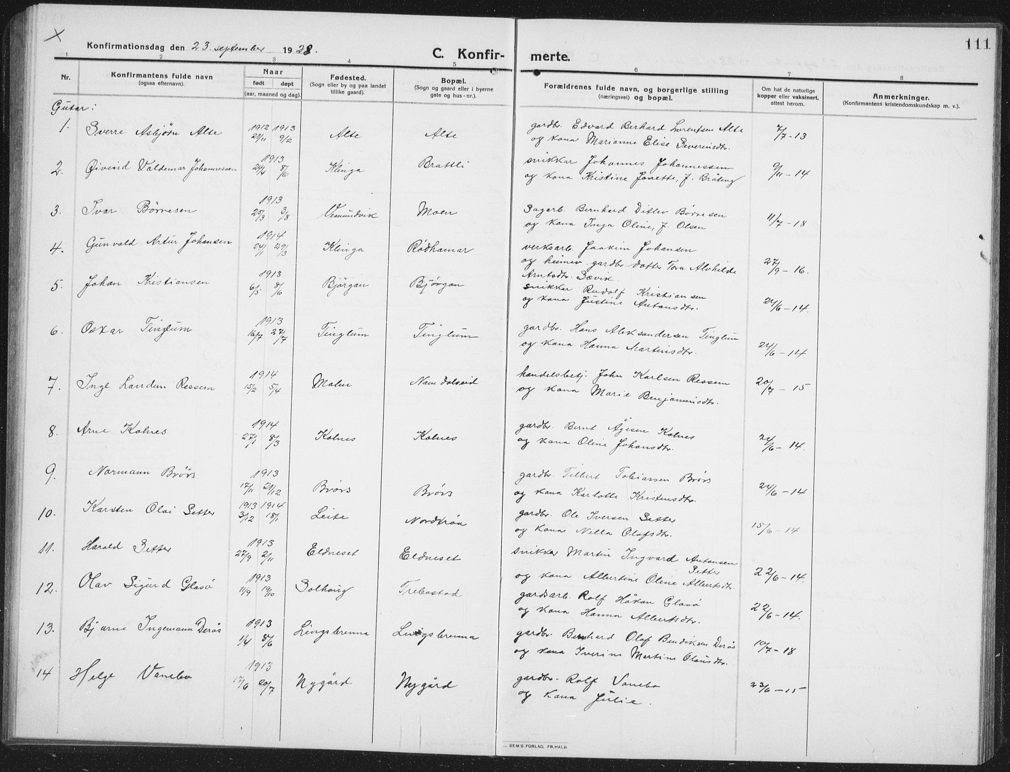 Ministerialprotokoller, klokkerbøker og fødselsregistre - Nord-Trøndelag, SAT/A-1458/742/L0413: Parish register (copy) no. 742C04, 1911-1938, p. 111