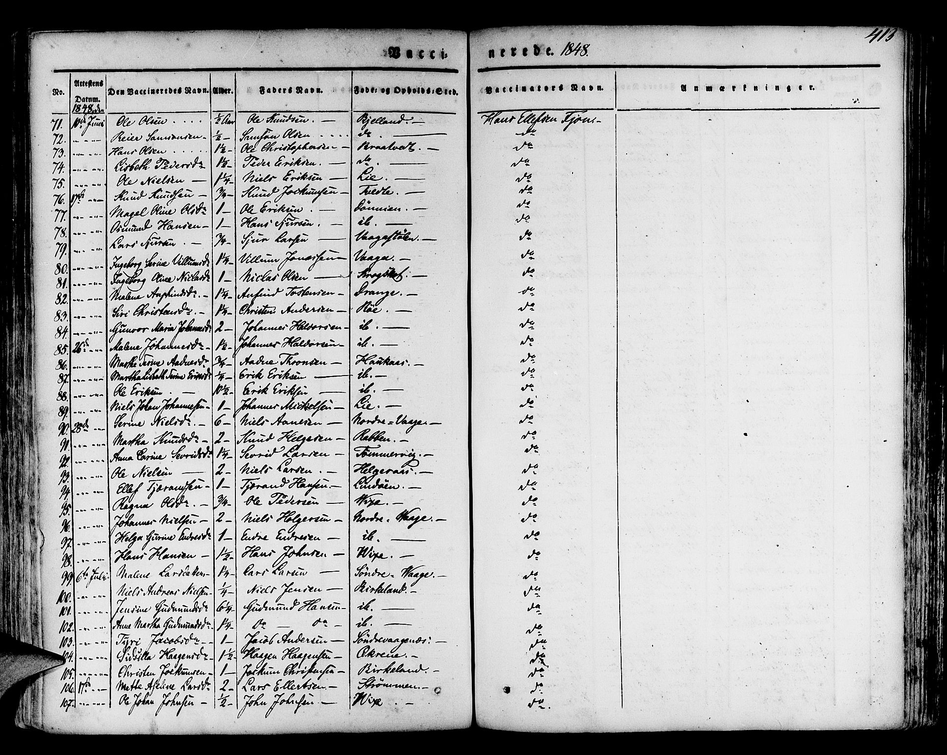 Finnås sokneprestembete, AV/SAB-A-99925/H/Ha/Haa/Haaa/L0006: Parish register (official) no. A 6, 1836-1850, p. 413