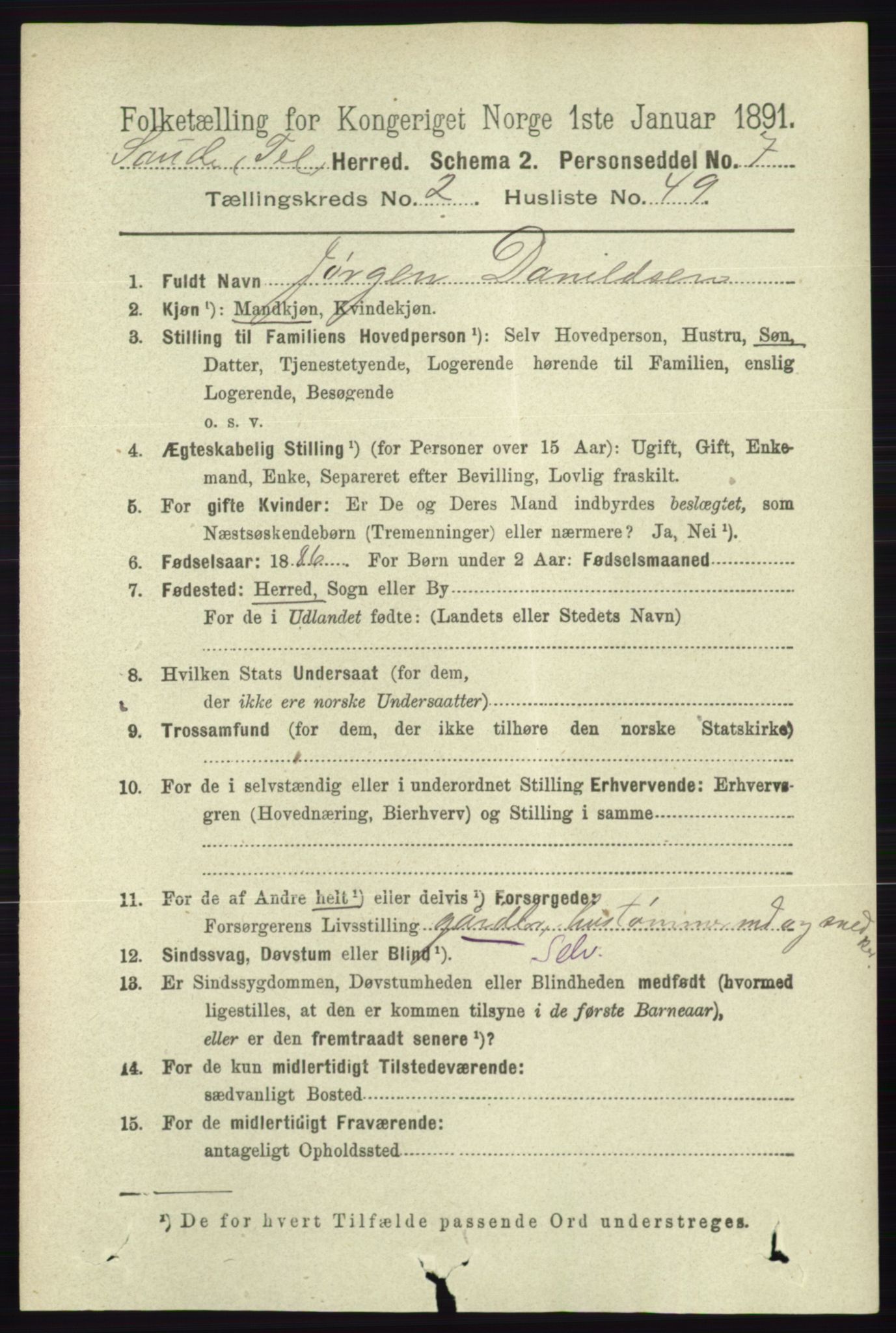 RA, 1891 census for 0822 Sauherad, 1891, p. 664