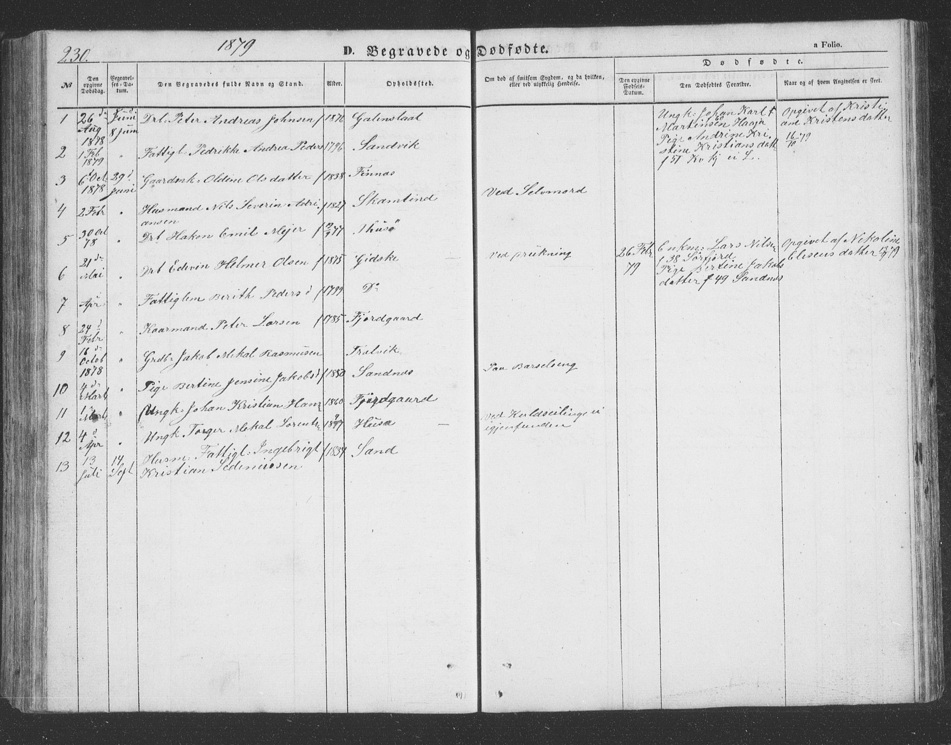 Lenvik sokneprestembete, SATØ/S-1310/H/Ha/Hab/L0020klokker: Parish register (copy) no. 20, 1855-1883, p. 230