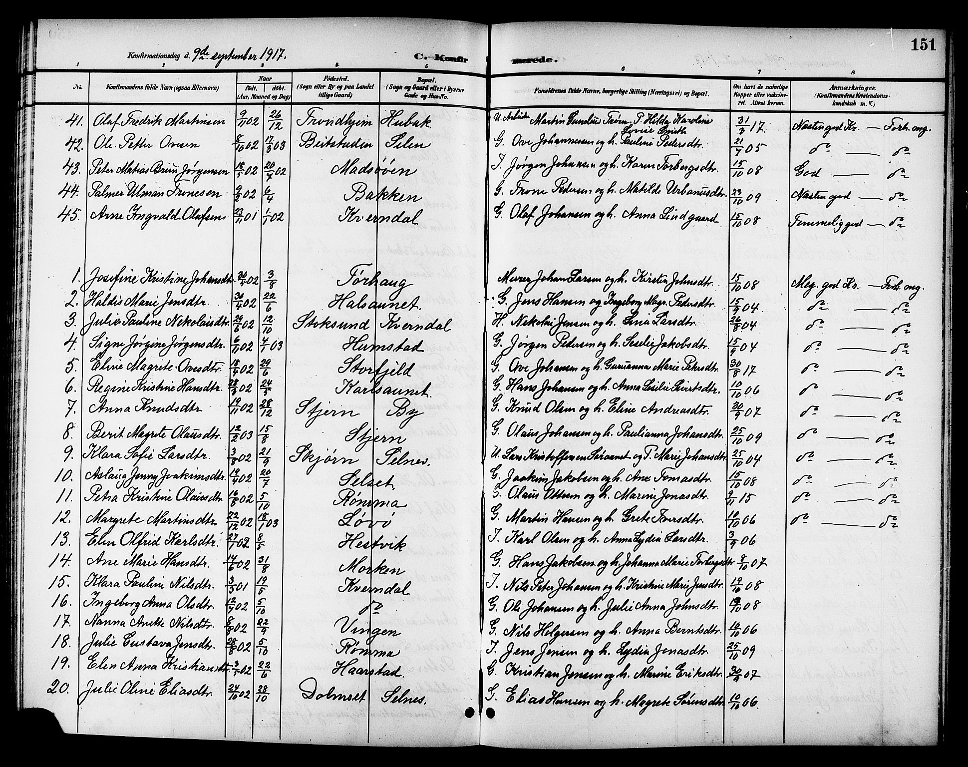 Ministerialprotokoller, klokkerbøker og fødselsregistre - Sør-Trøndelag, AV/SAT-A-1456/655/L0688: Parish register (copy) no. 655C04, 1899-1922, p. 151