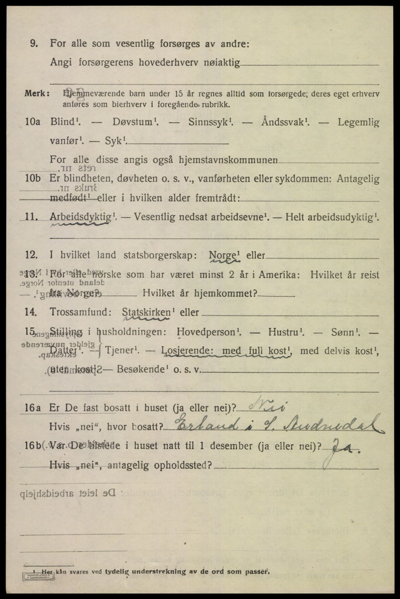 SAK, 1920 census for Grindheim, 1920, p. 864