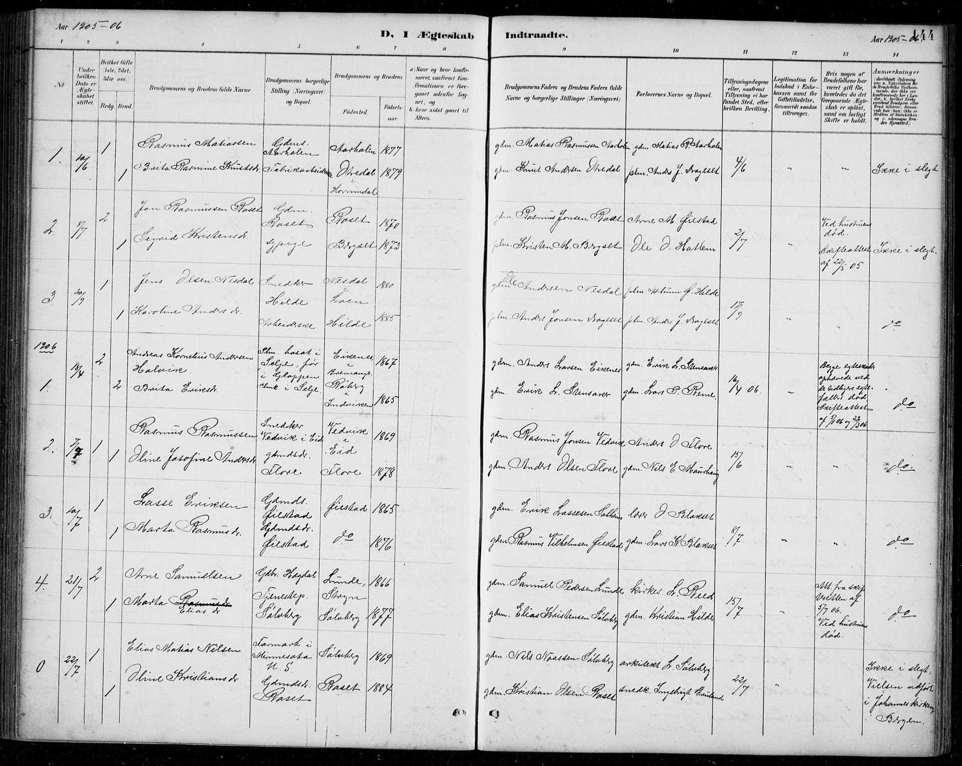 Innvik sokneprestembete, AV/SAB-A-80501: Parish register (copy) no. A 3, 1886-1912, p. 144