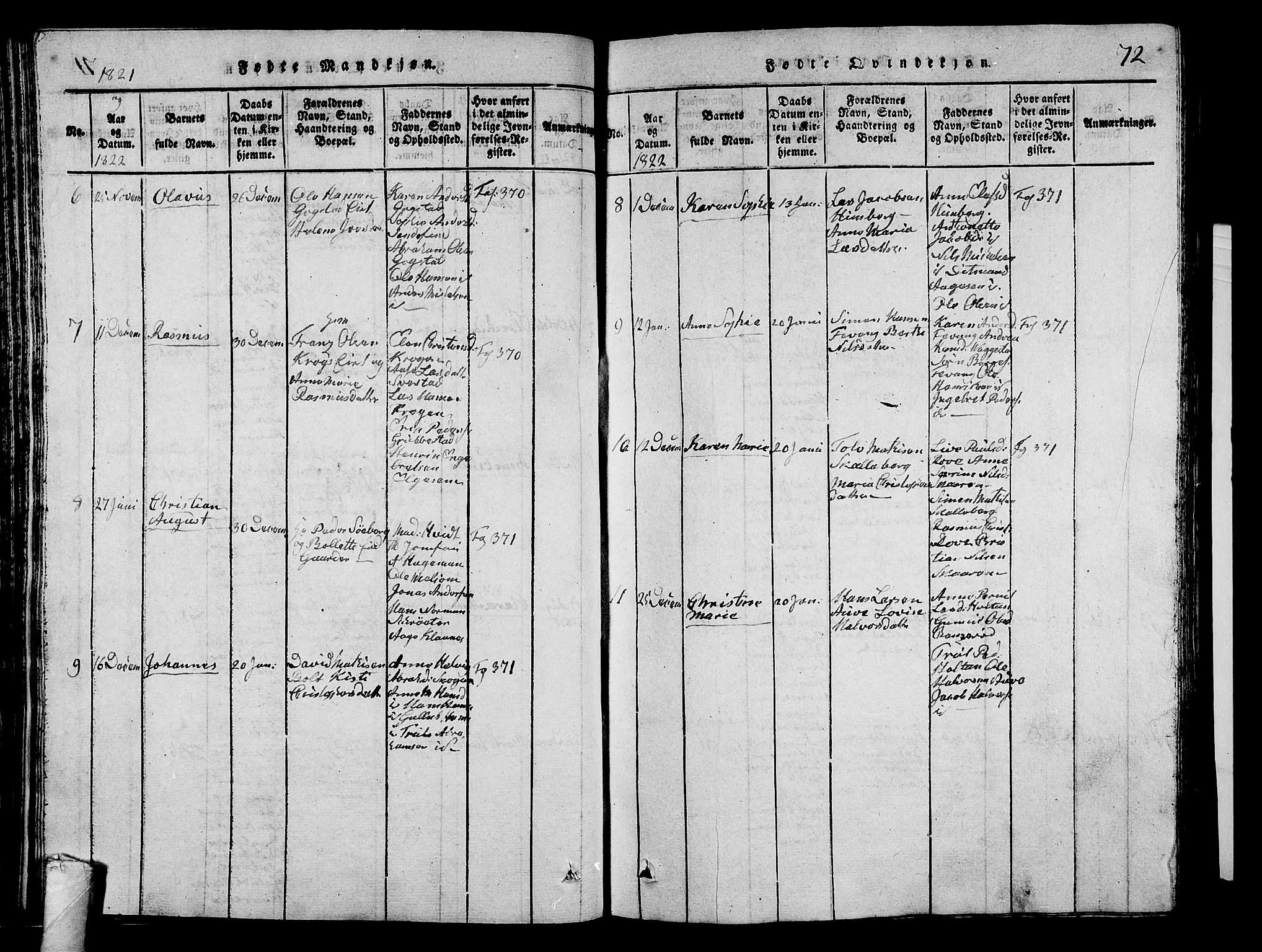Sandar kirkebøker, SAKO/A-243/G/Ga/L0001: Parish register (copy) no. 1, 1814-1835, p. 72
