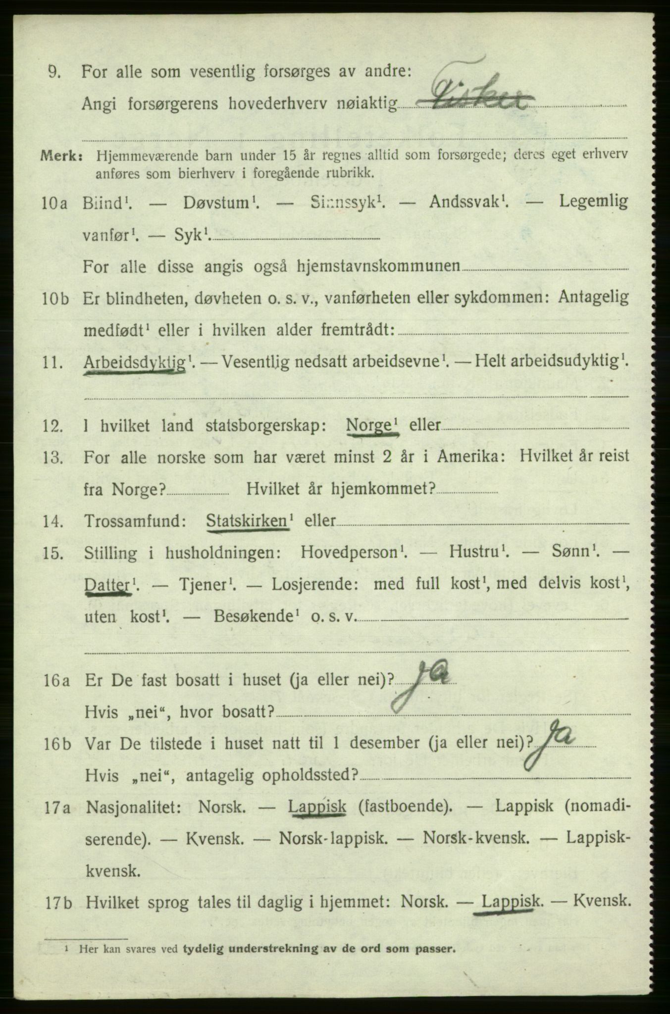 SATØ, 1920 census for Lebesby, 1920, p. 1634