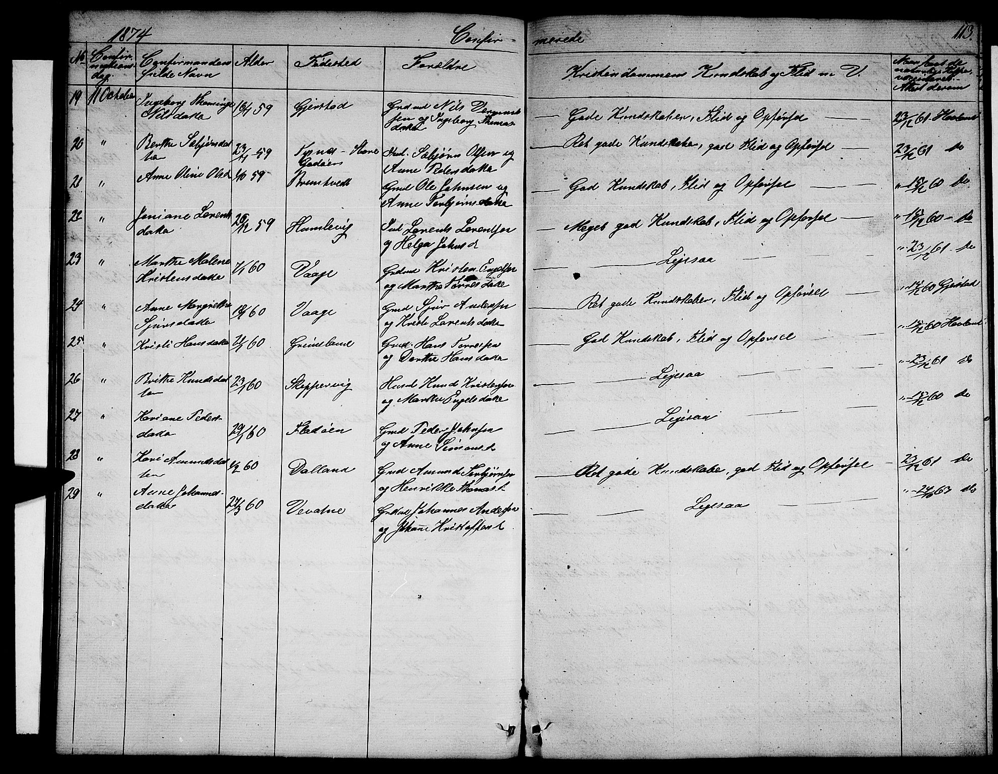 Tysnes sokneprestembete, AV/SAB-A-78601/H/Hab: Parish register (copy) no. B 1, 1855-1877, p. 113