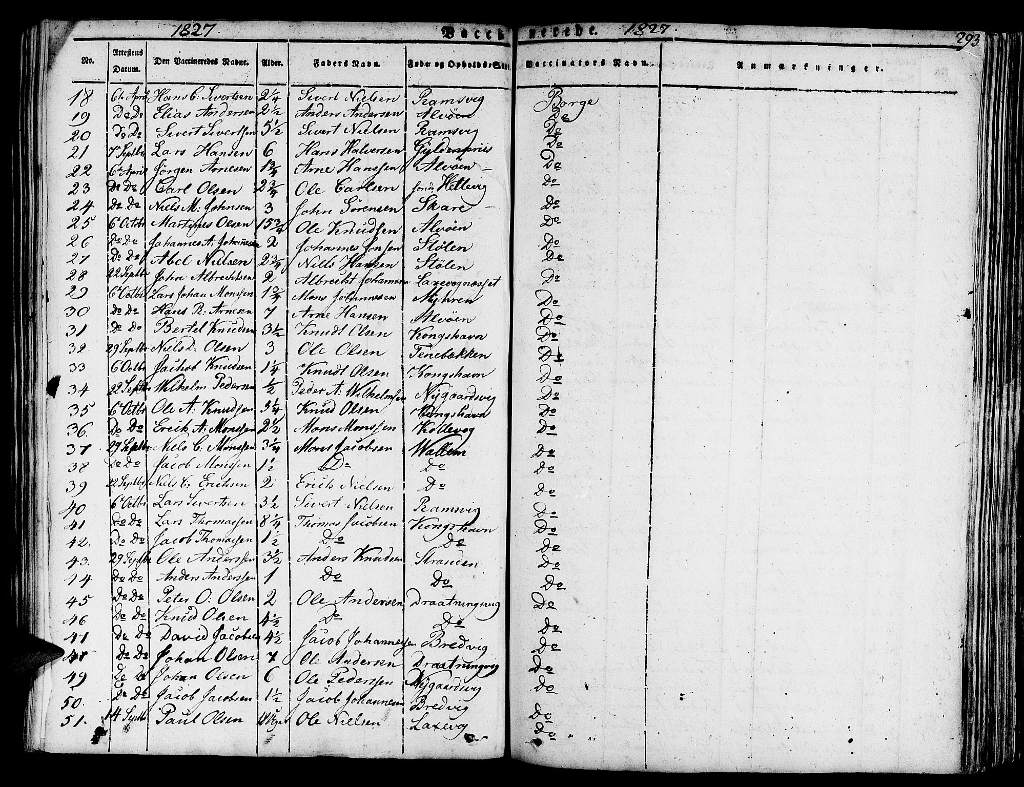 Askøy Sokneprestembete, SAB/A-74101/H/Ha/Haa/Haaa/L0004: Parish register (official) no. A 4, 1825-1845, p. 293