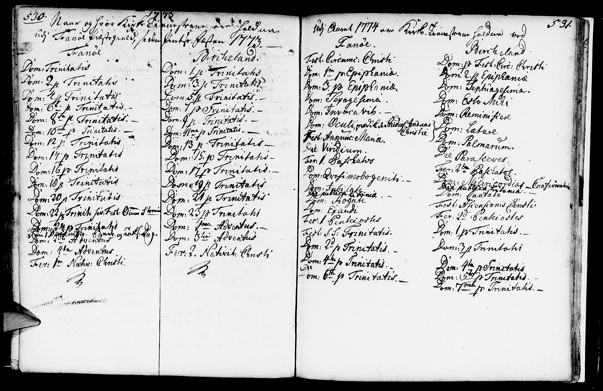 Fana Sokneprestembete, AV/SAB-A-75101/H/Haa/Haaa/L0004: Parish register (official) no. A 4, 1757-1774, p. 530-531