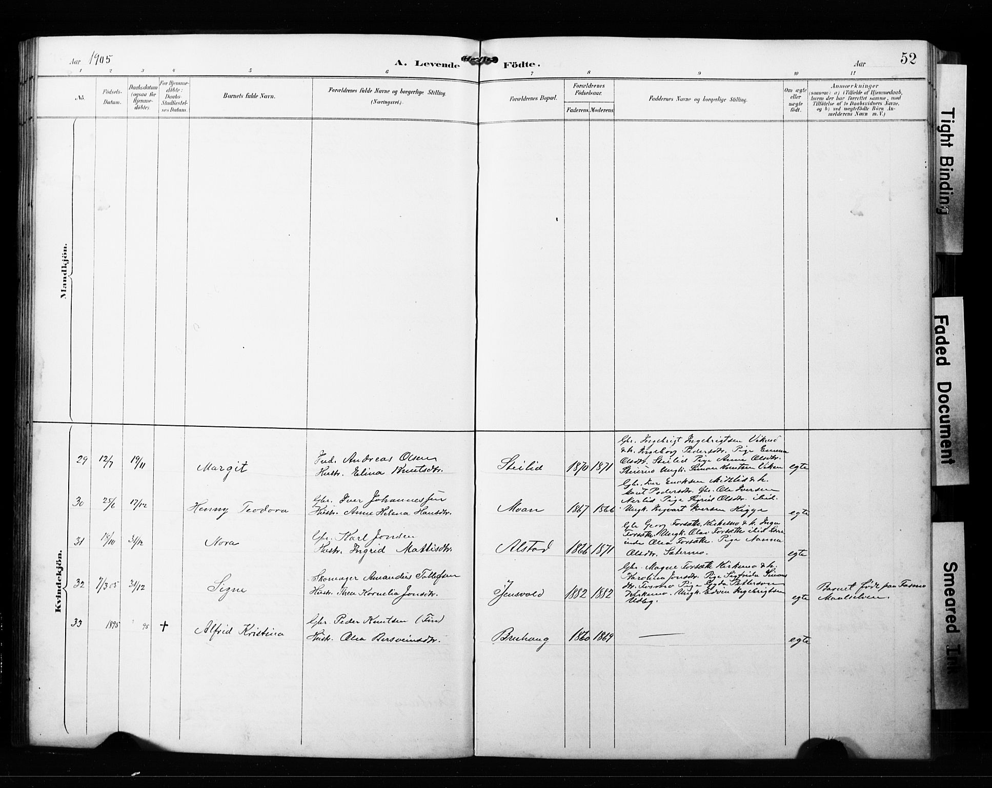 Målselv sokneprestembete, AV/SATØ-S-1311/G/Ga/Gab/L0008klokker: Parish register (copy) no. 8, 1895-1913, p. 52