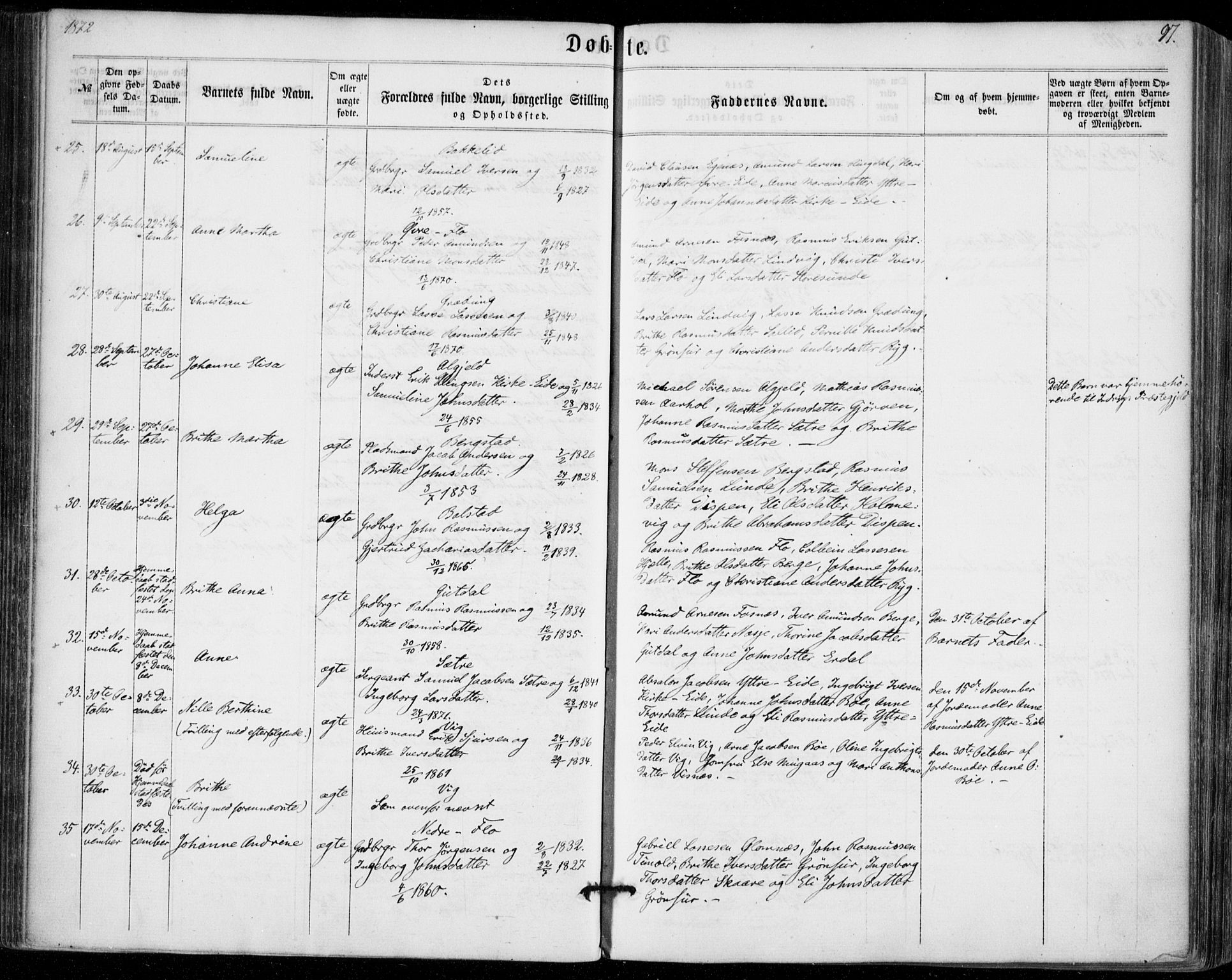 Stryn Sokneprestembete, AV/SAB-A-82501: Parish register (official) no. A 3, 1862-1877, p. 97