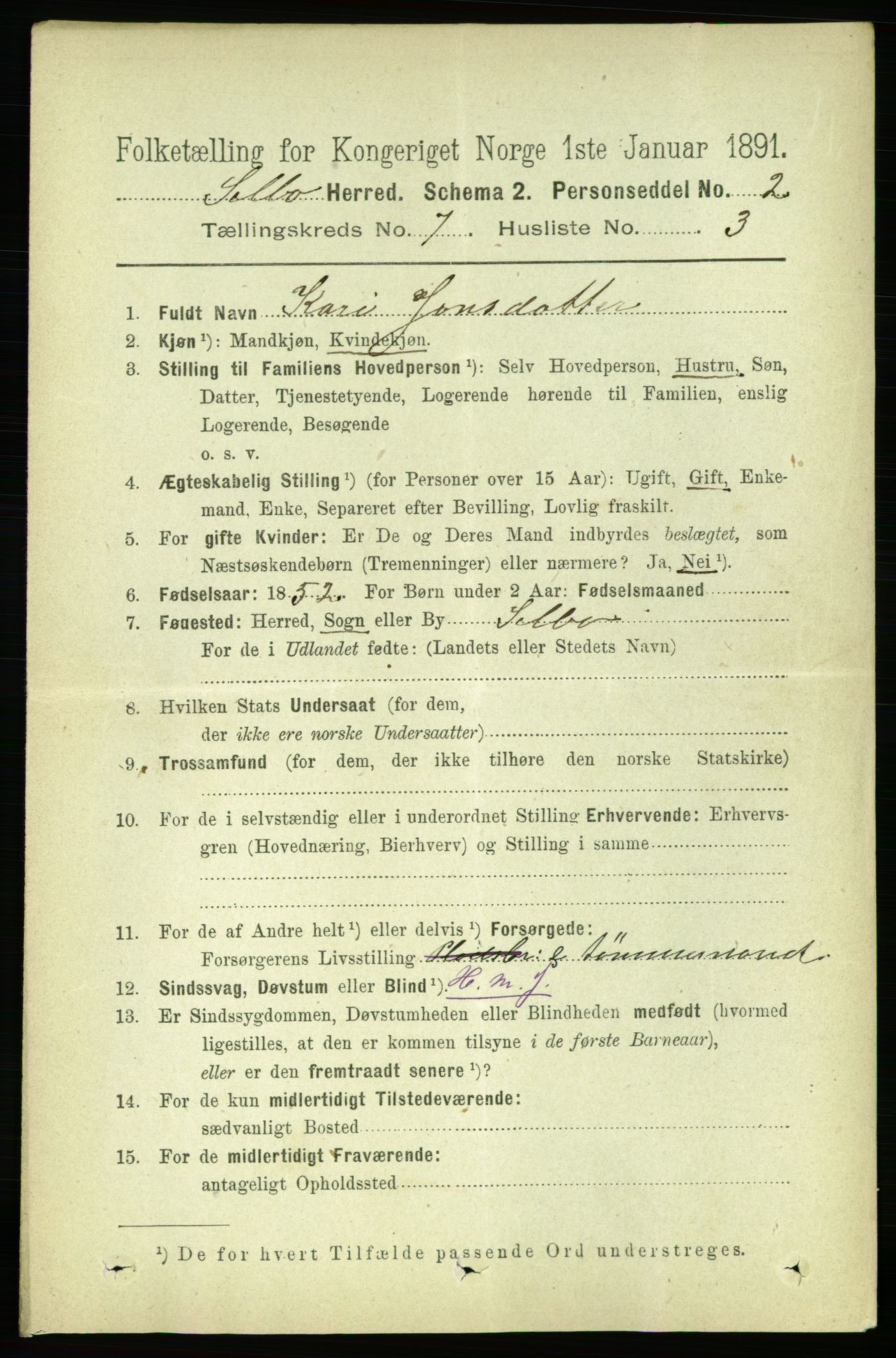 RA, 1891 census for 1664 Selbu, 1891, p. 2584