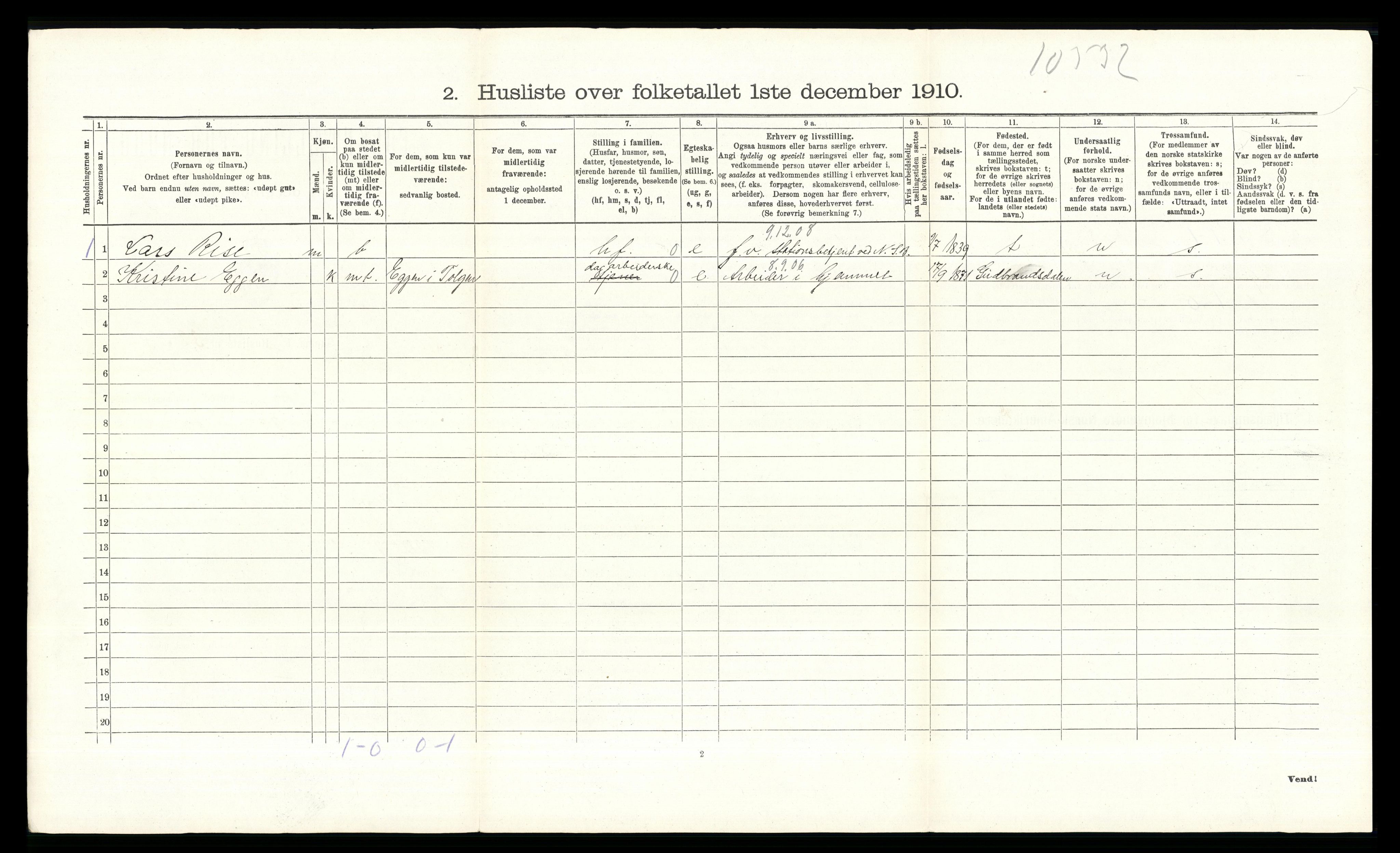 RA, 1910 census for Tolga, 1910, p. 341