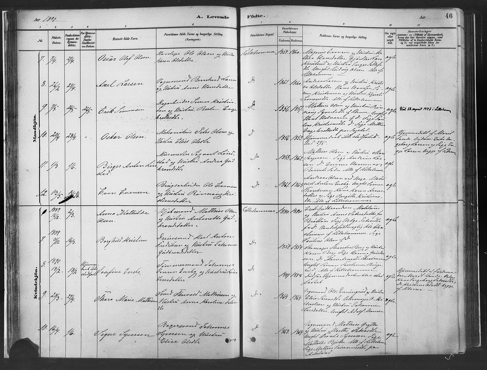 Fåberg prestekontor, SAH/PREST-086/H/Ha/Haa/L0010: Parish register (official) no. 10, 1879-1900, p. 46