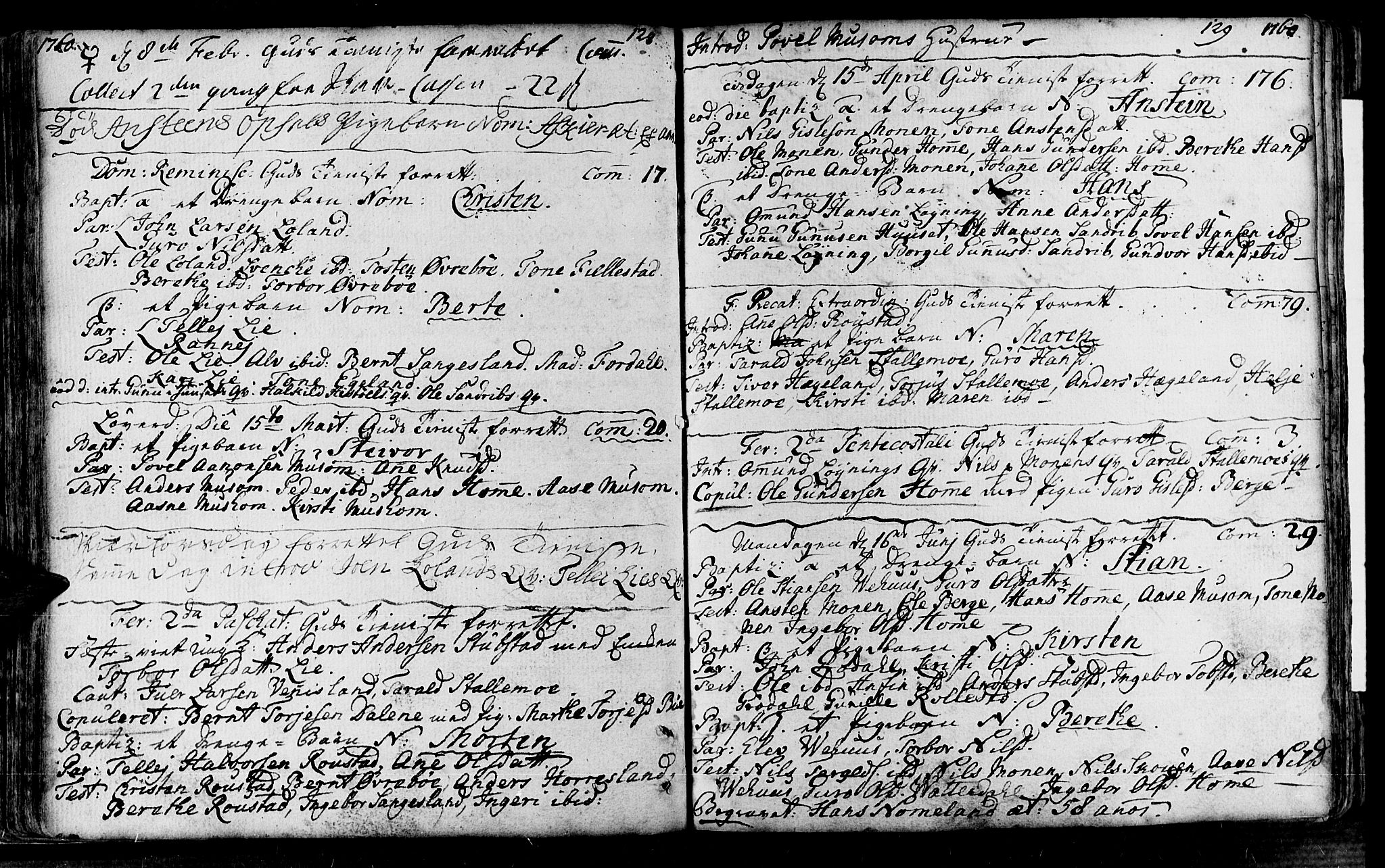 Vennesla sokneprestkontor, SAK/1111-0045/Fa/Fac/L0001: Parish register (official) no. A 1, 1743-1784, p. 128-129