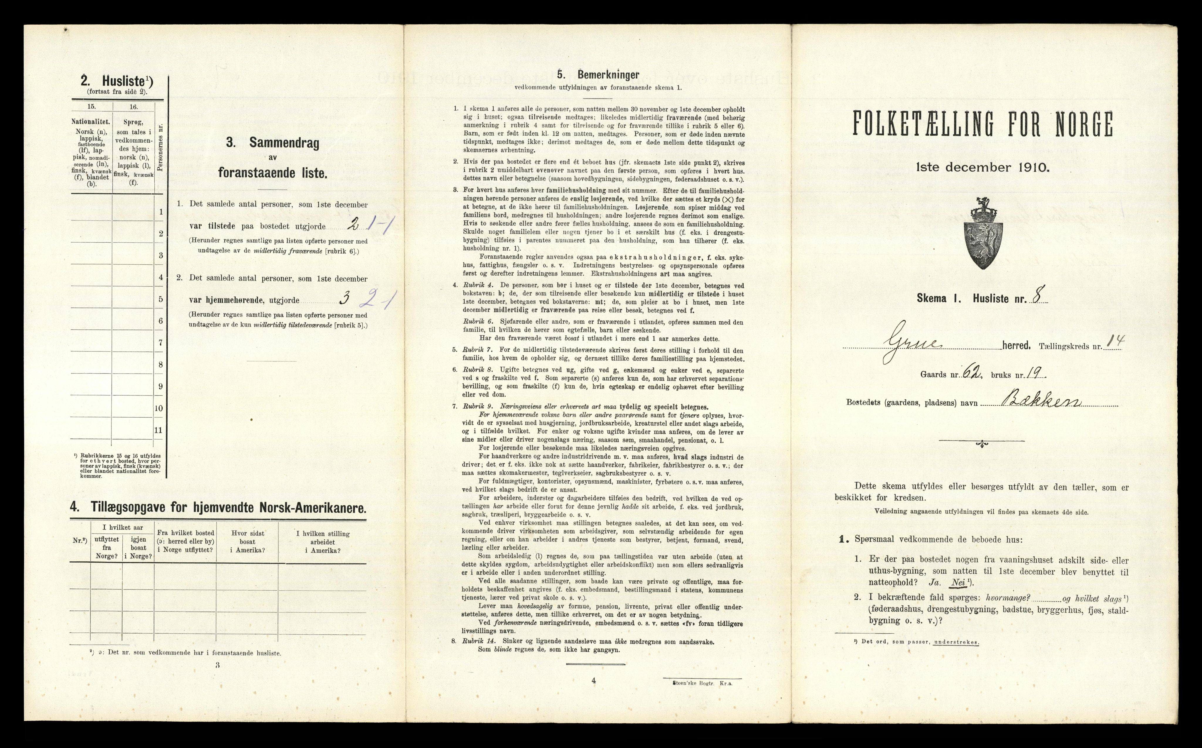 RA, 1910 census for Grue, 1910, p. 1715