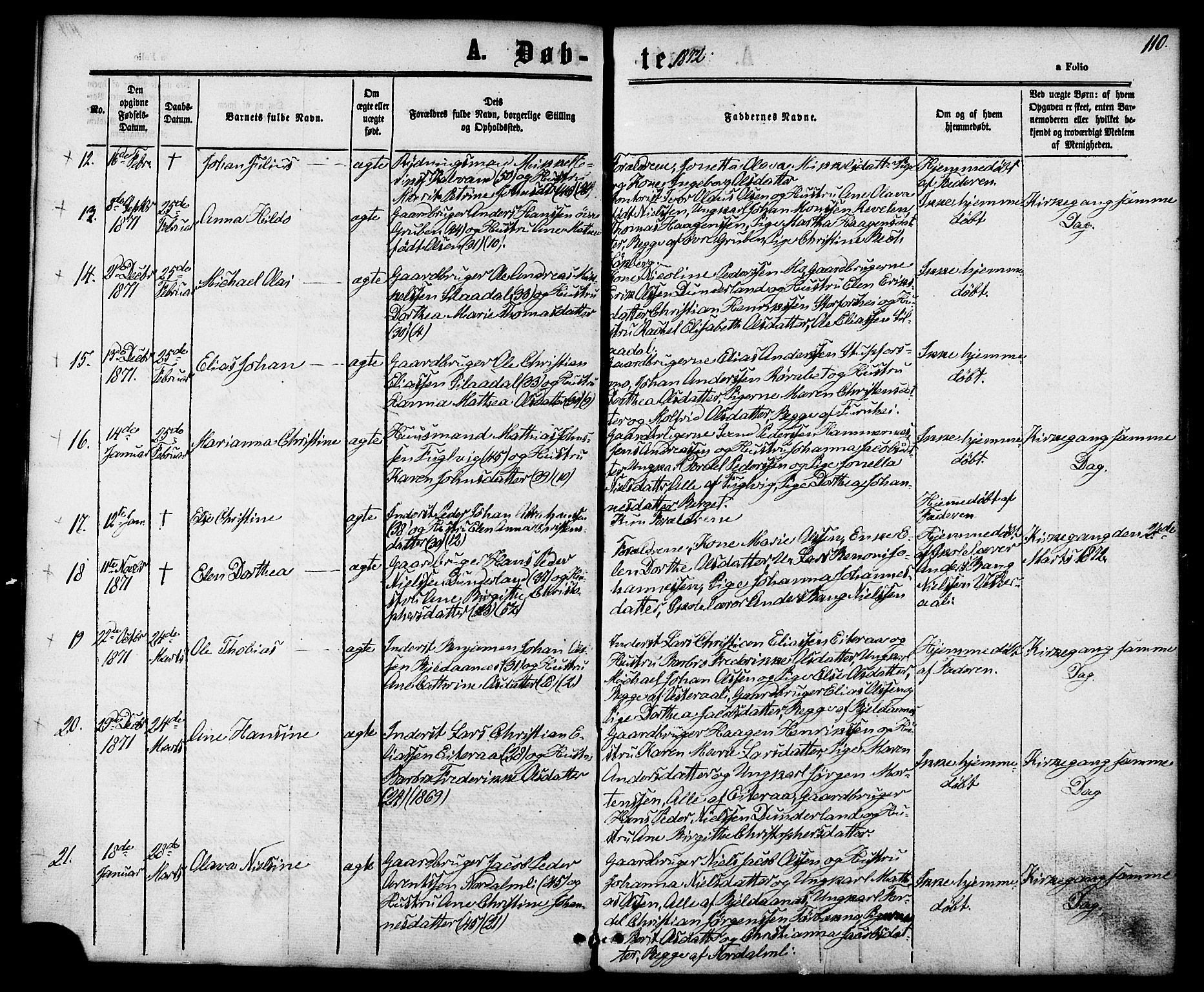 Ministerialprotokoller, klokkerbøker og fødselsregistre - Nordland, AV/SAT-A-1459/827/L0393: Parish register (official) no. 827A05, 1863-1883, p. 110