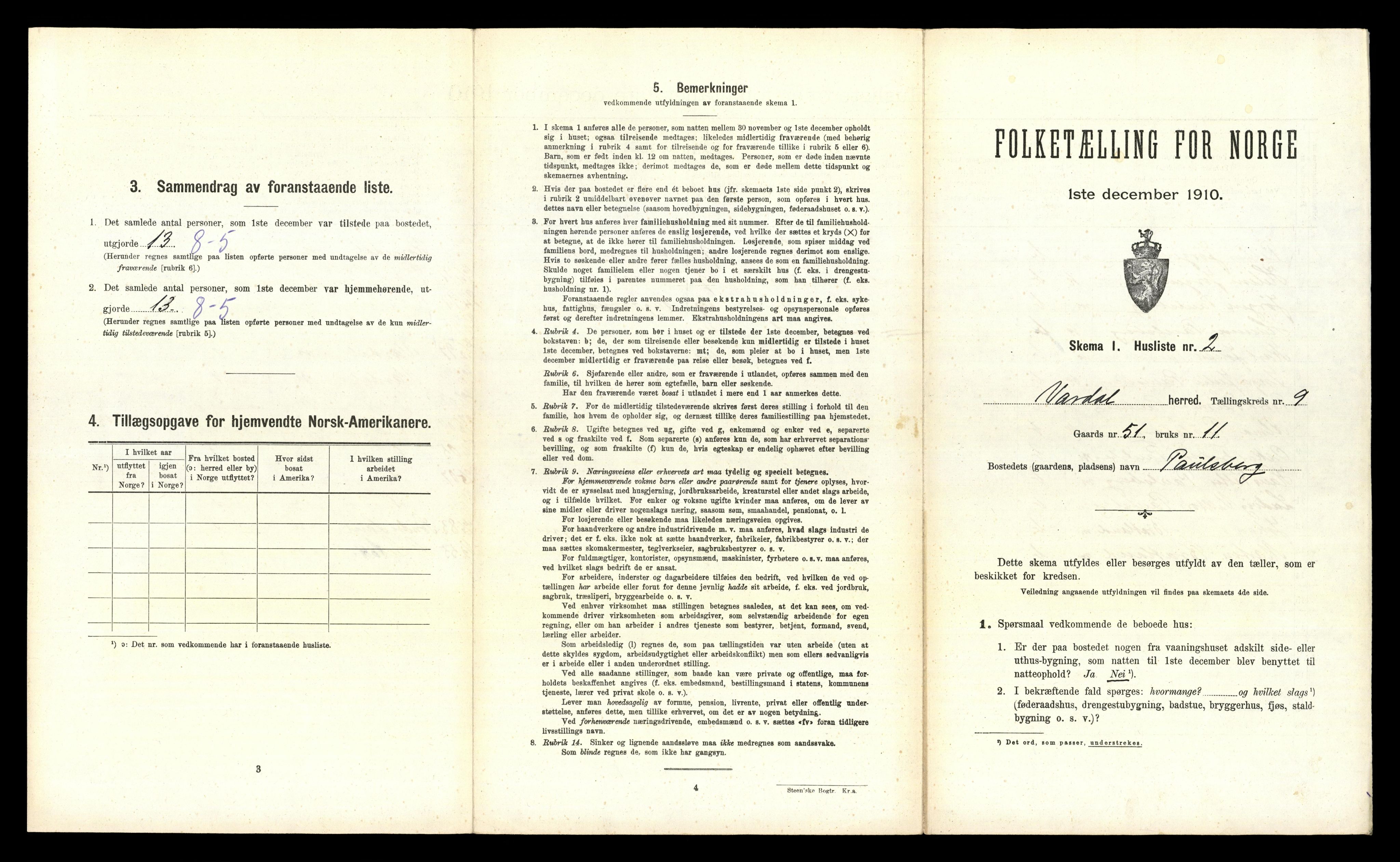 RA, 1910 census for Vardal, 1910, p. 1150