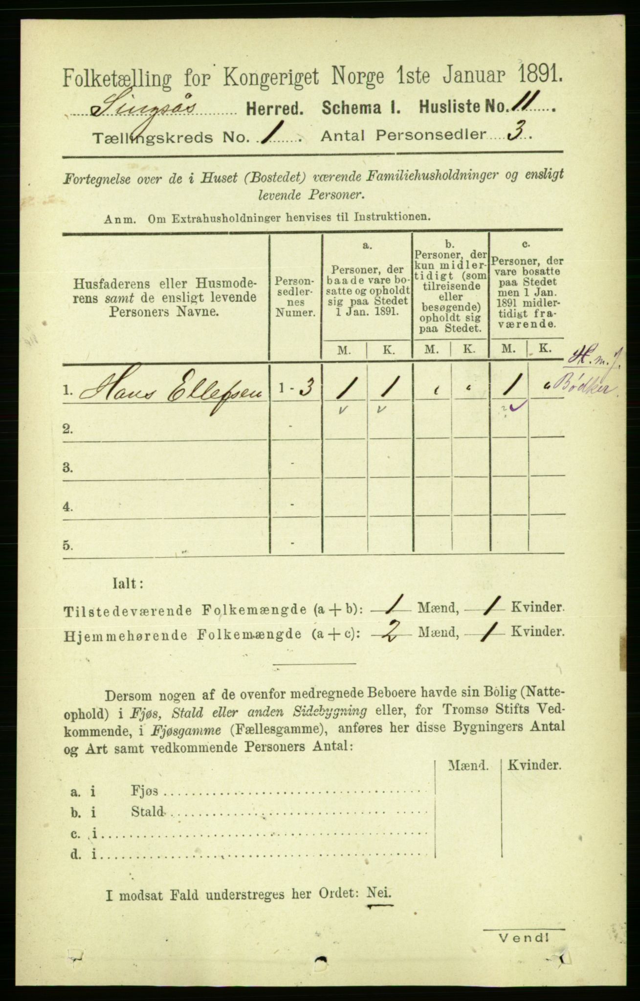 RA, 1891 census for 1646 Singsås, 1891, p. 40