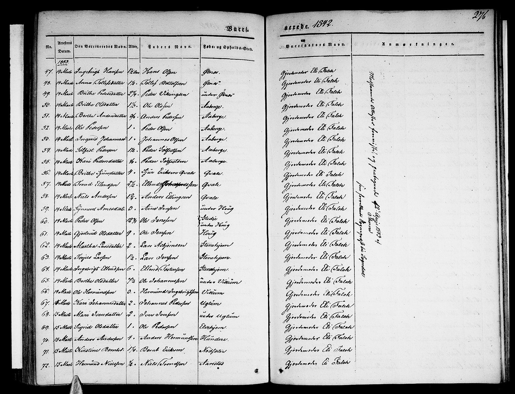 Sogndal sokneprestembete, AV/SAB-A-81301/H/Haa/Haaa/L0011: Parish register (official) no. A 11, 1839-1847, p. 276