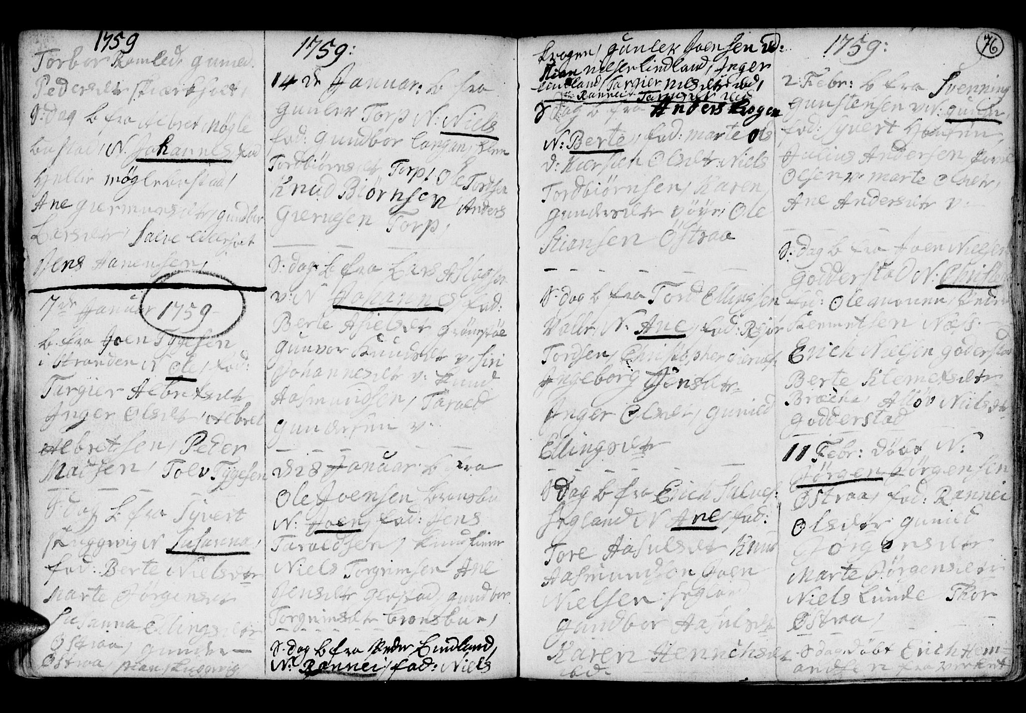 Holt sokneprestkontor, AV/SAK-1111-0021/F/Fb/L0005: Parish register (copy) no. B 5, 1746-1764, p. 76