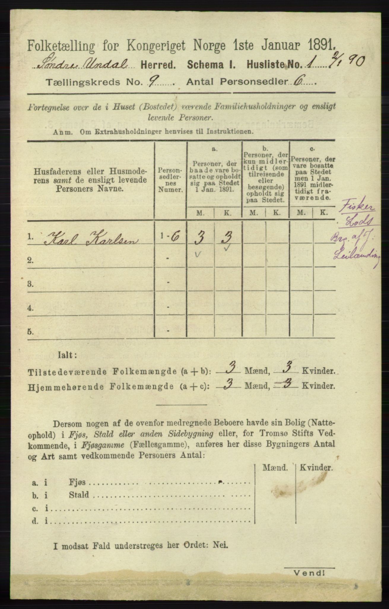 RA, 1891 census for 1029 Sør-Audnedal, 1891, p. 3833