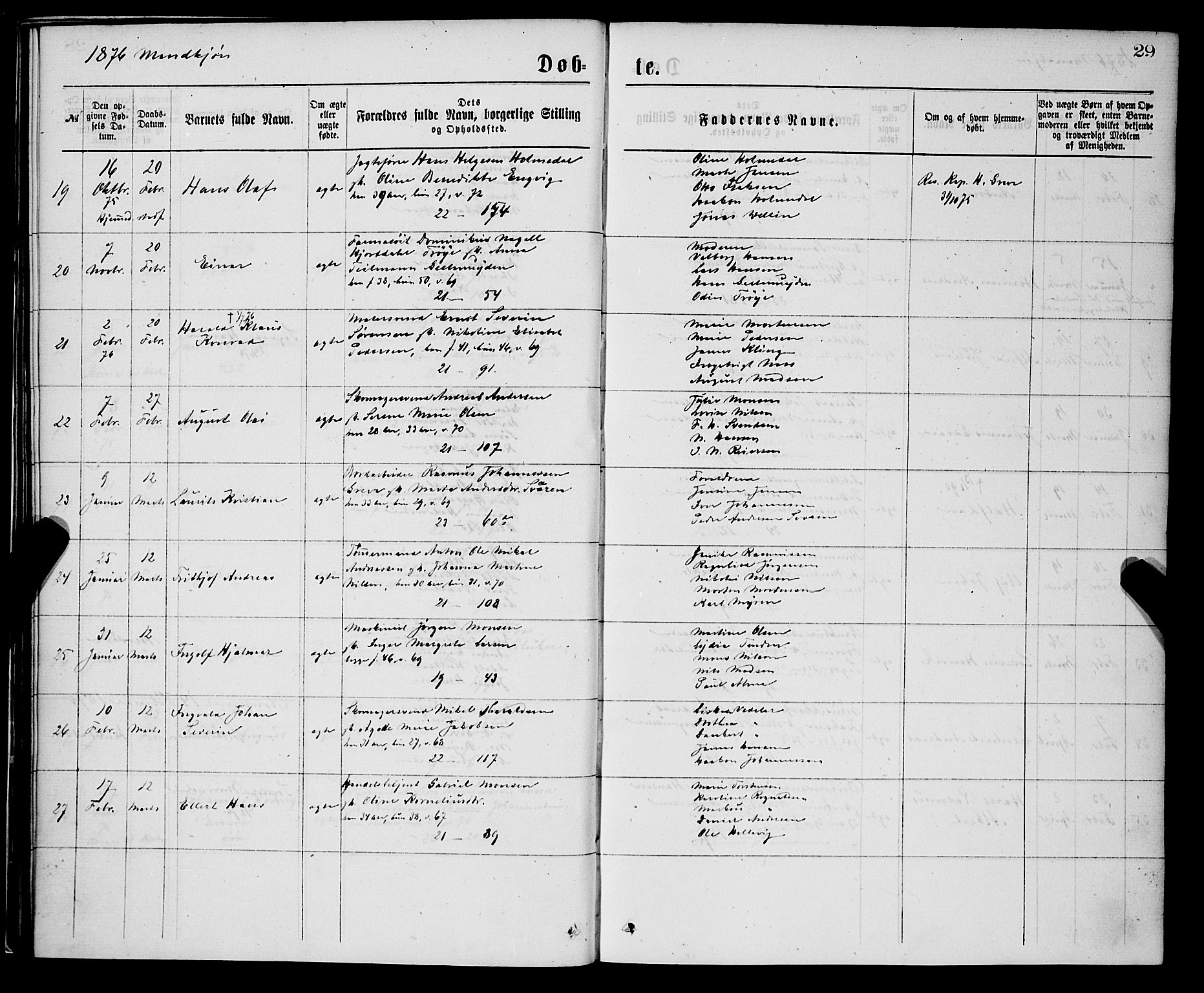 Korskirken sokneprestembete, AV/SAB-A-76101/H/Hab: Parish register (copy) no. B 7, 1874-1878, p. 29