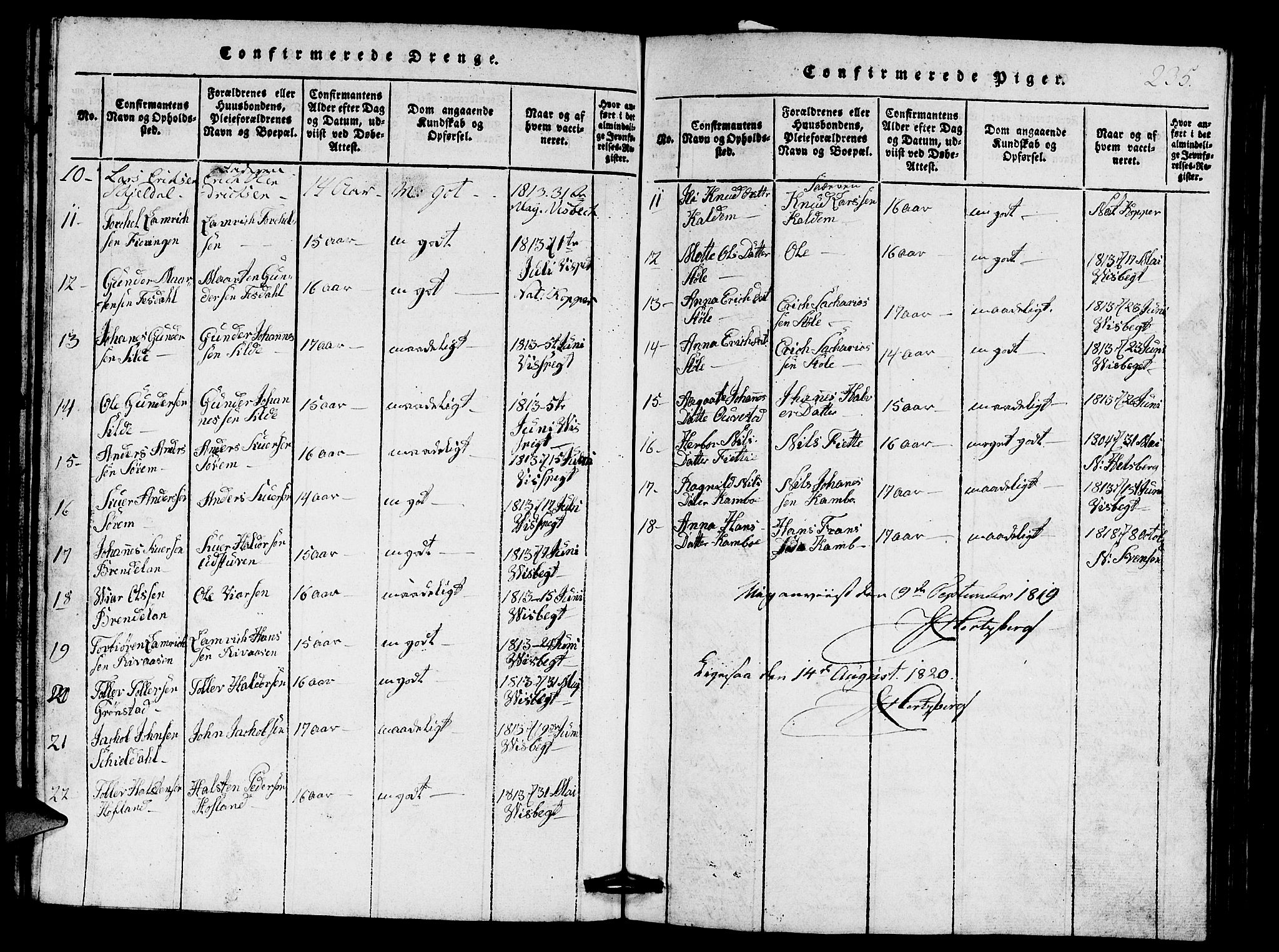 Etne sokneprestembete, SAB/A-75001/H/Hab: Parish register (copy) no. A 1, 1815-1849, p. 235