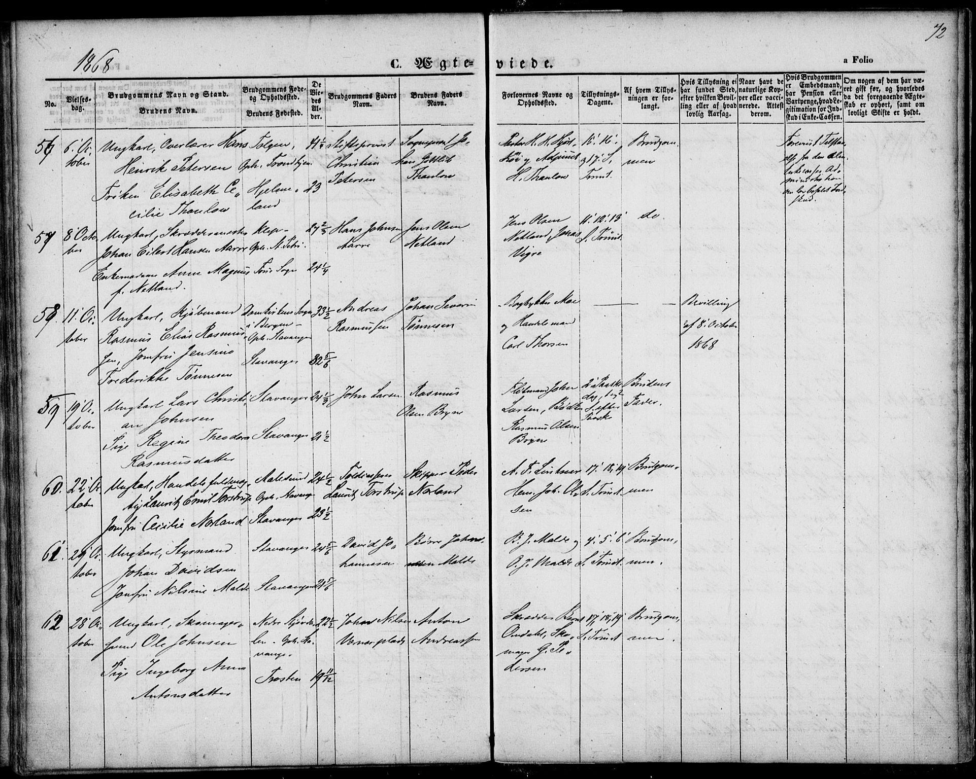 St. Petri sokneprestkontor, AV/SAST-A-101813/001/30/30BA/L0002: Parish register (official) no. A 2, 1861-1869, p. 72