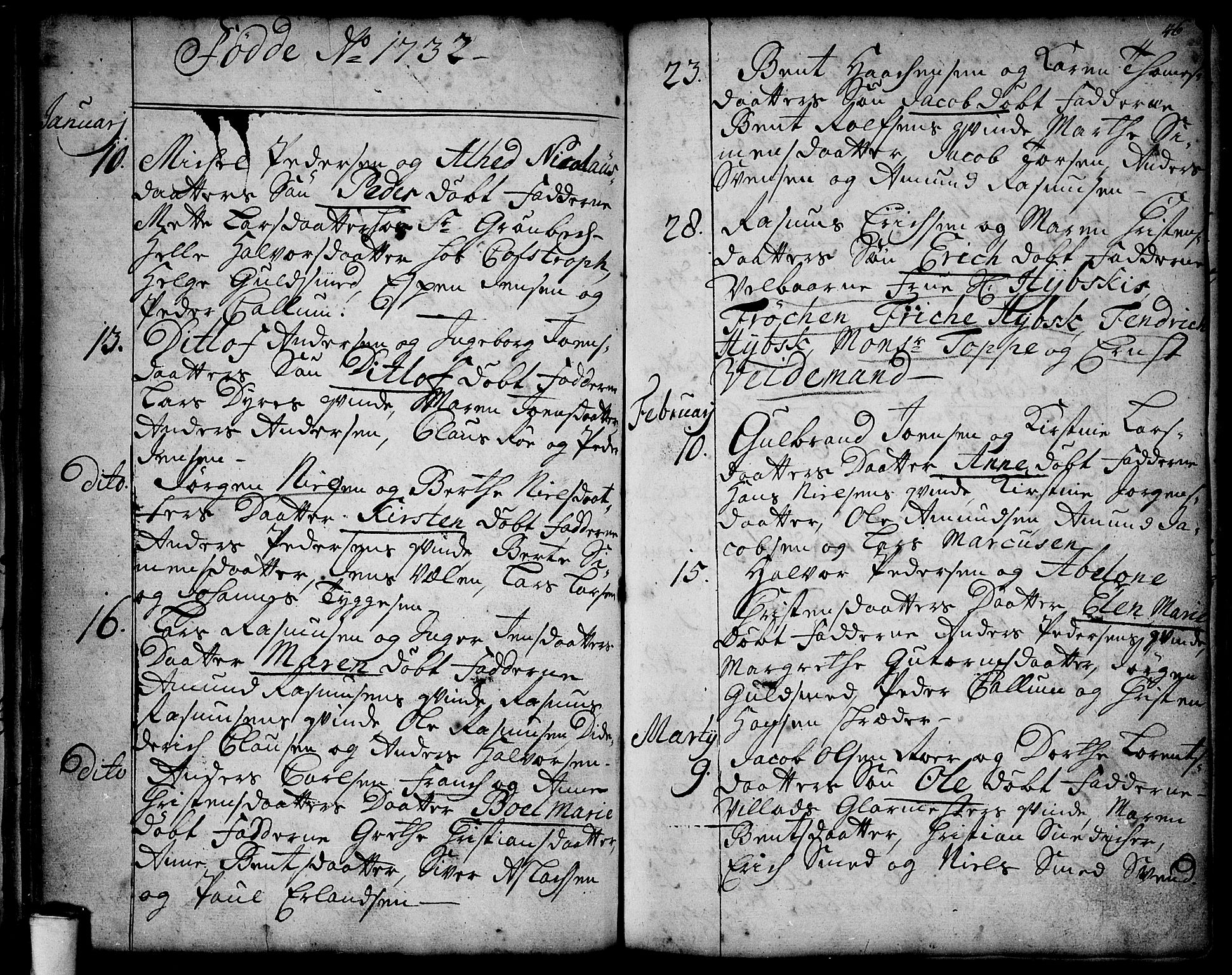 Moss prestekontor Kirkebøker, SAO/A-2003/F/Fa/L0001: Parish register (official) no. I 1, 1725-1752, p. 46