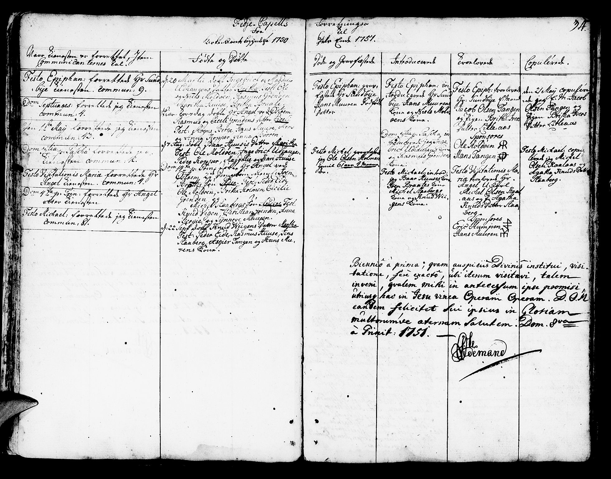 Lindås Sokneprestembete, AV/SAB-A-76701/H/Haa/Haaa/L0003: Parish register (official) no. A 3, 1748-1764, p. 34