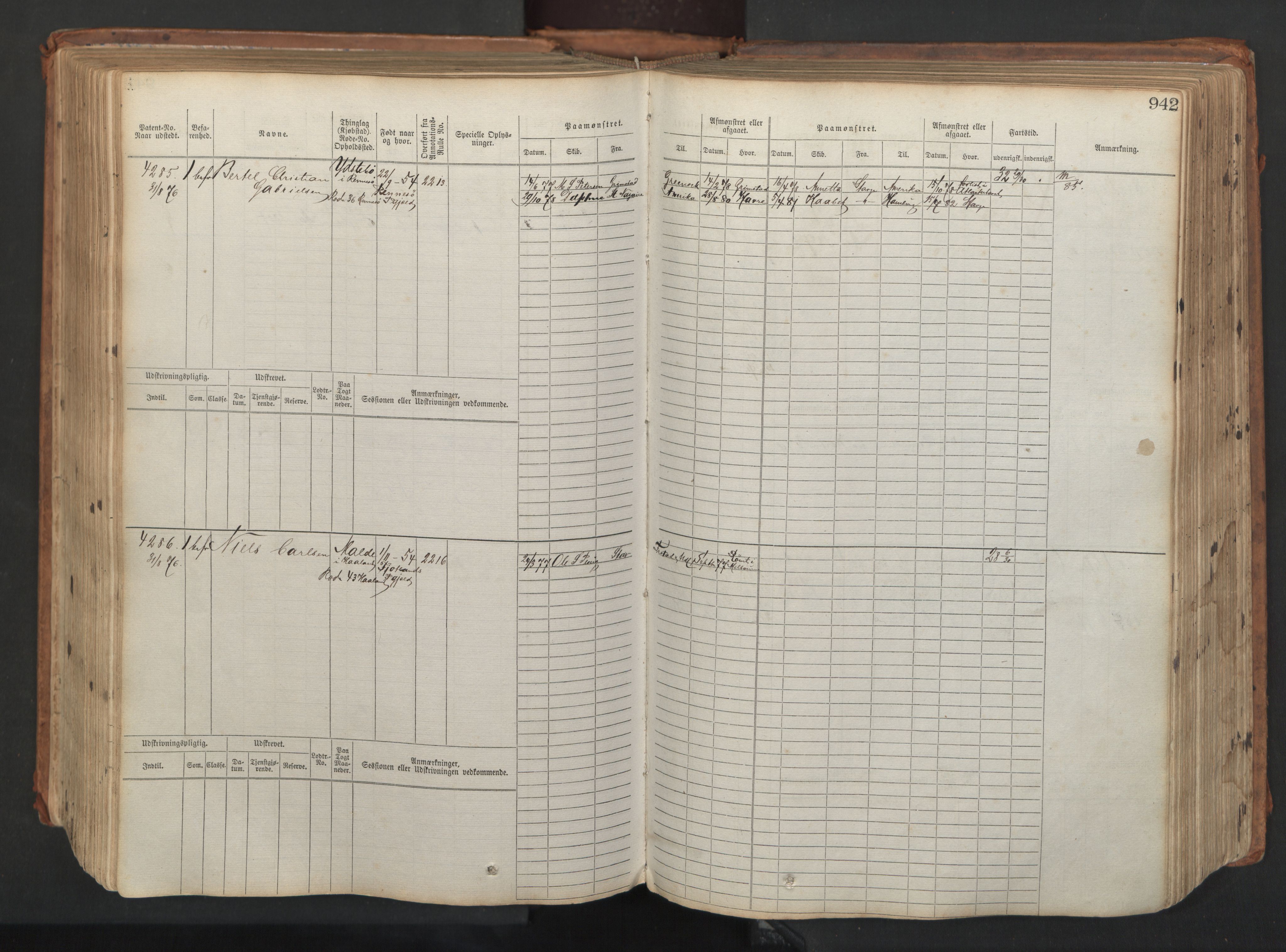 Stavanger sjømannskontor, AV/SAST-A-102006/F/Fb/Fbb/L0008: Sjøfartshovedrulle, patentnr. 3605-4804, 1873, p. 394