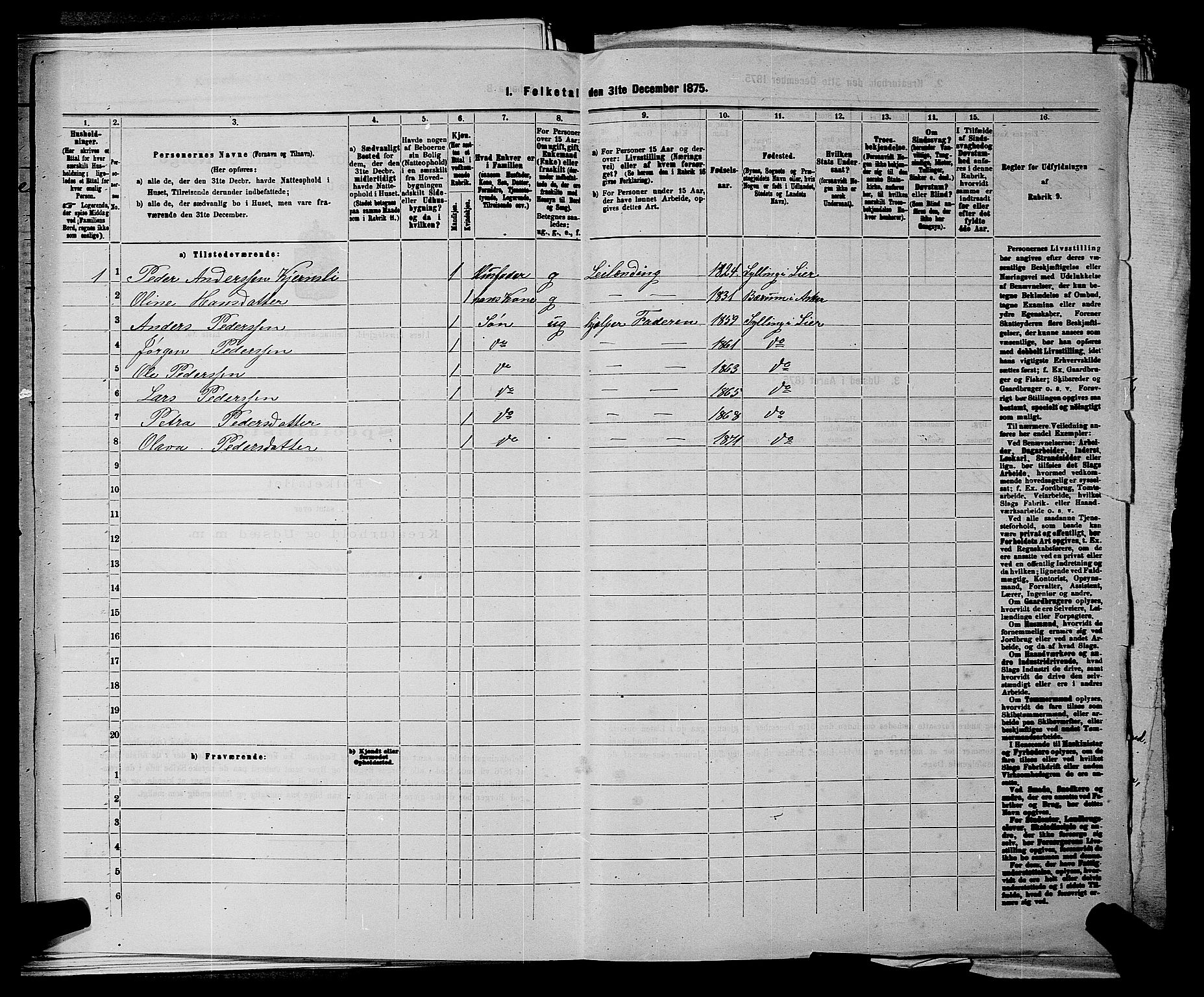 SAKO, 1875 census for 0626P Lier, 1875, p. 2429