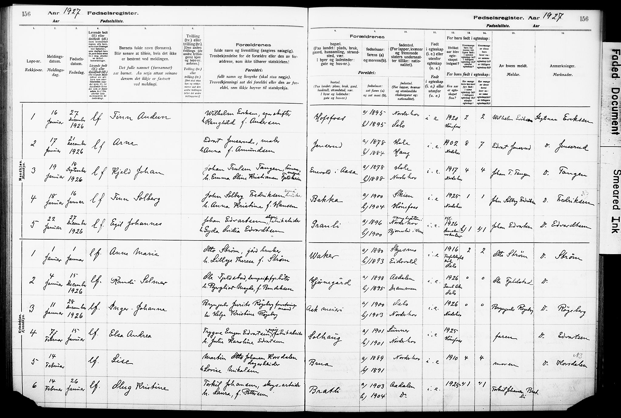 Norderhov kirkebøker, AV/SAKO-A-237/J/Ja/L0001: Birth register no. 1, 1916-1930, p. 156