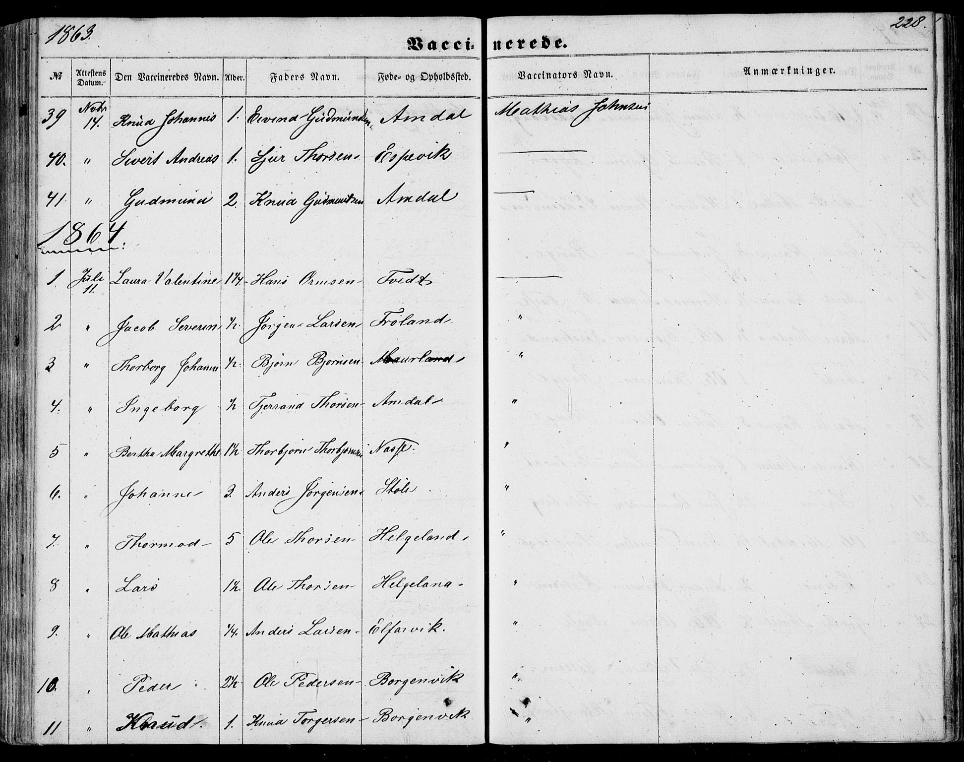 Nedstrand sokneprestkontor, SAST/A-101841/01/IV: Parish register (official) no. A 9, 1861-1876, p. 228