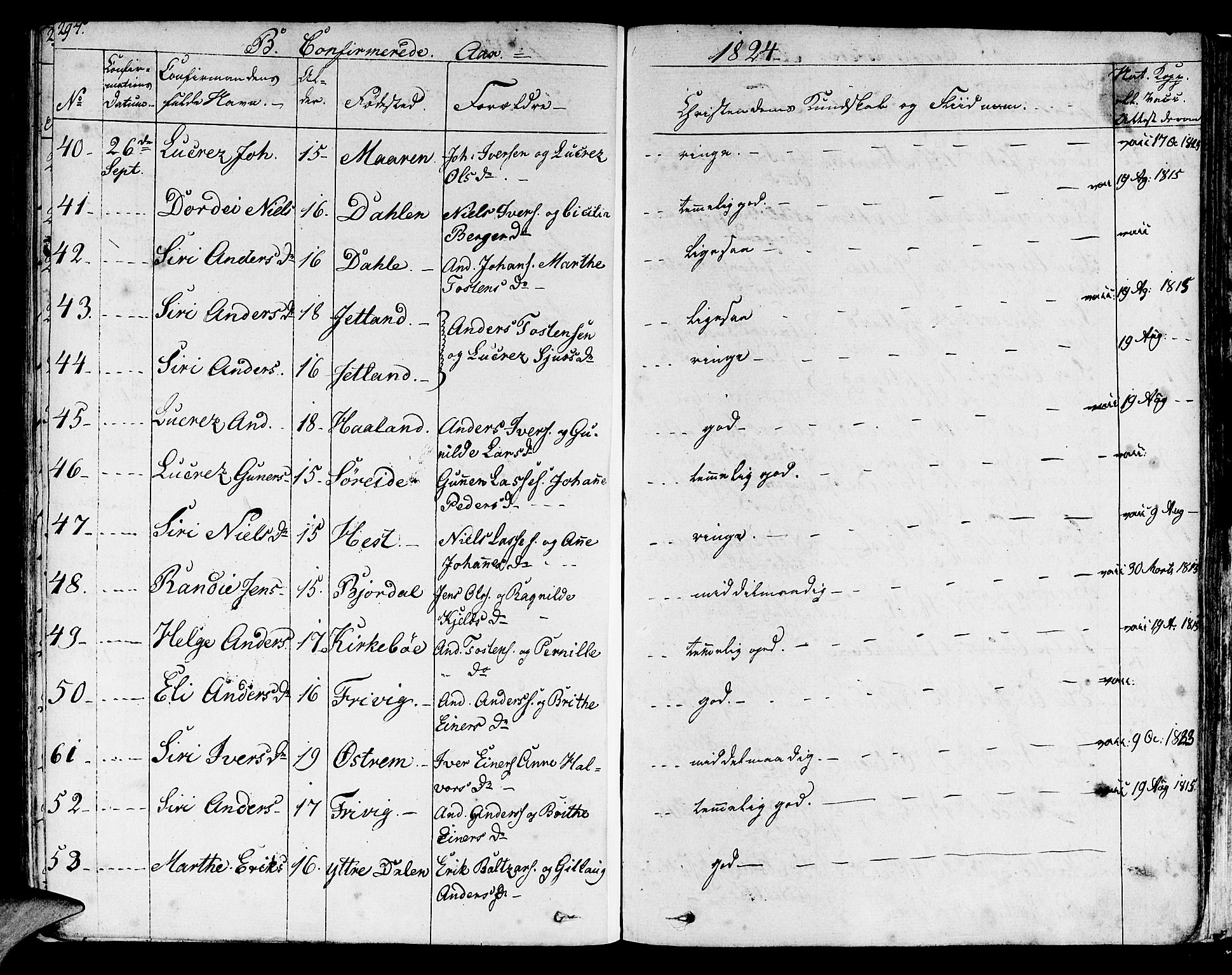 Lavik sokneprestembete, AV/SAB-A-80901: Parish register (official) no. A 2I, 1821-1842, p. 297