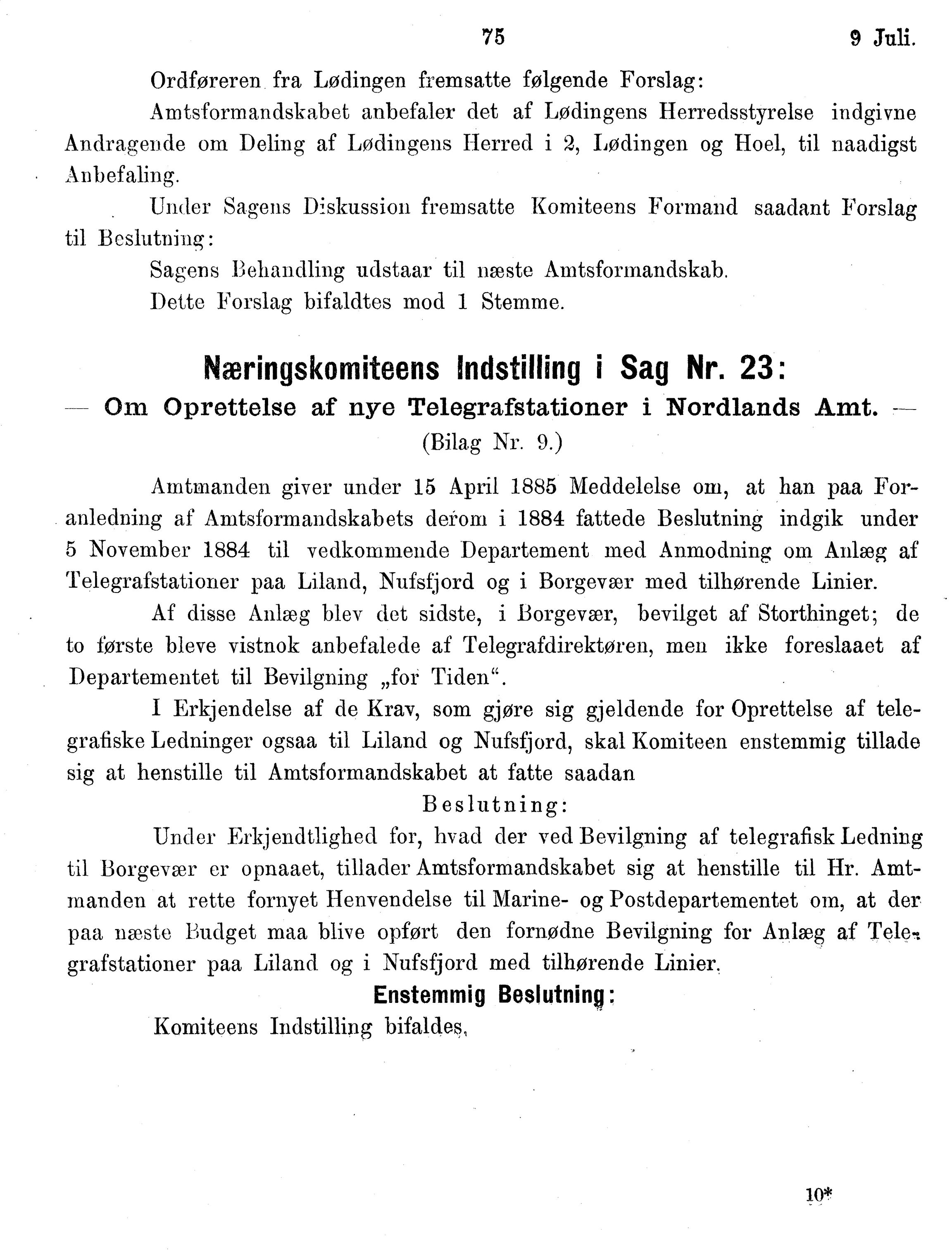 Nordland Fylkeskommune. Fylkestinget, AIN/NFK-17/176/A/Ac/L0014: Fylkestingsforhandlinger 1881-1885, 1881-1885