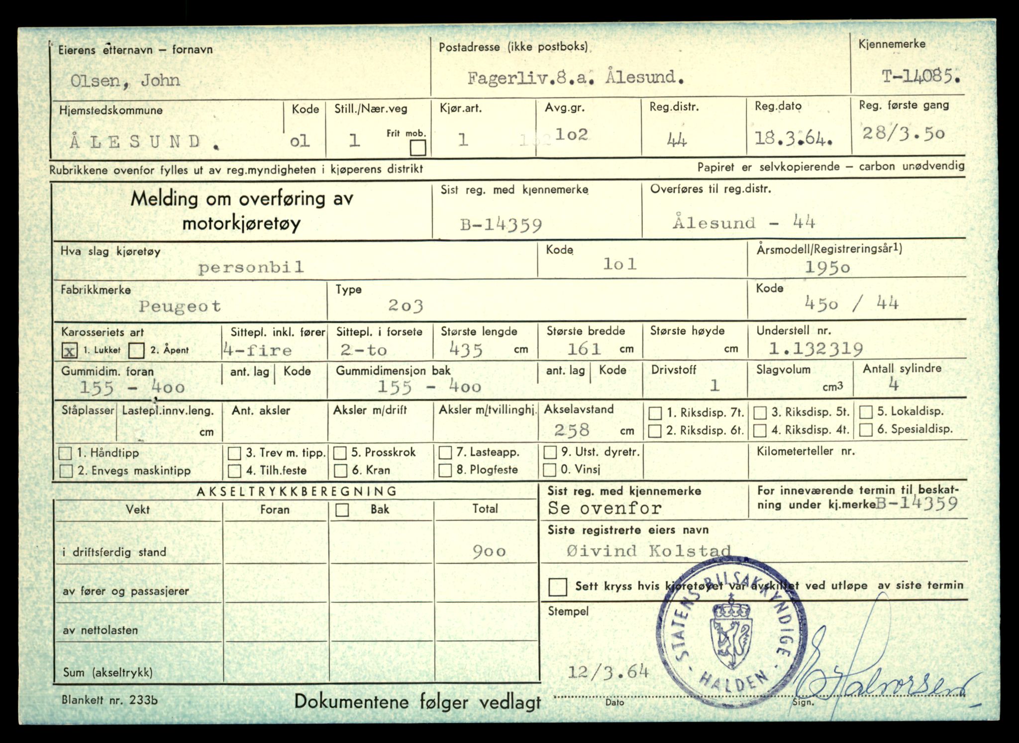 Møre og Romsdal vegkontor - Ålesund trafikkstasjon, AV/SAT-A-4099/F/Fe/L0043: Registreringskort for kjøretøy T 14080 - T 14204, 1927-1998, p. 143