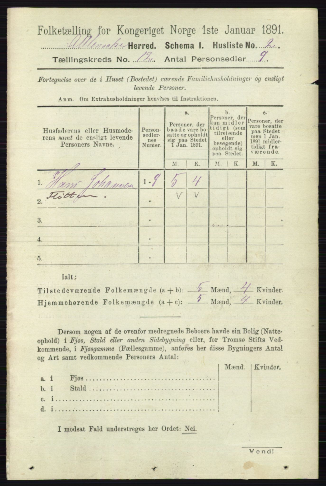 RA, 1891 census for 0235 Ullensaker, 1891, p. 5558