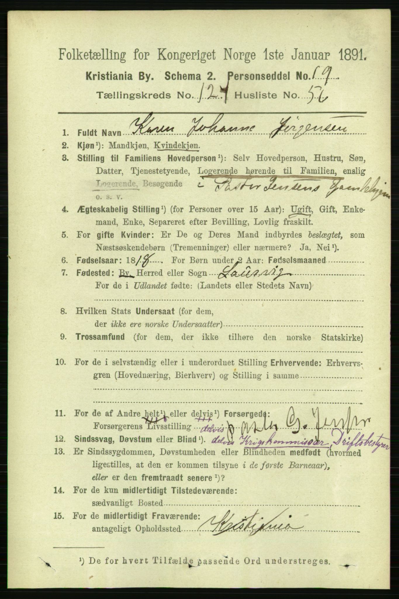 RA, 1891 census for 0301 Kristiania, 1891, p. 66261