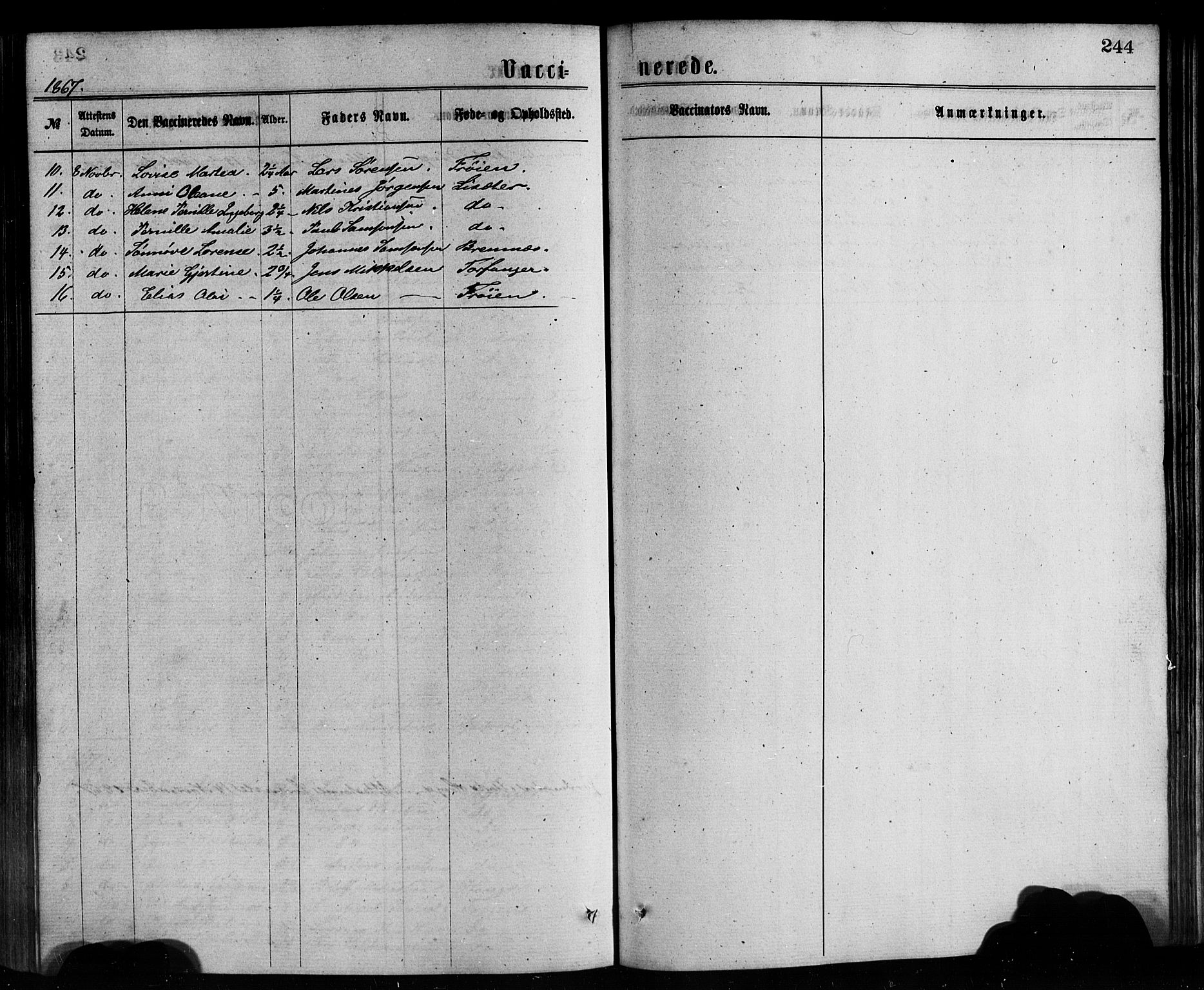 Bremanger sokneprestembete, SAB/A-82201/H/Hab/Haba/L0002: Parish register (copy) no. A 2, 1866-1889, p. 244