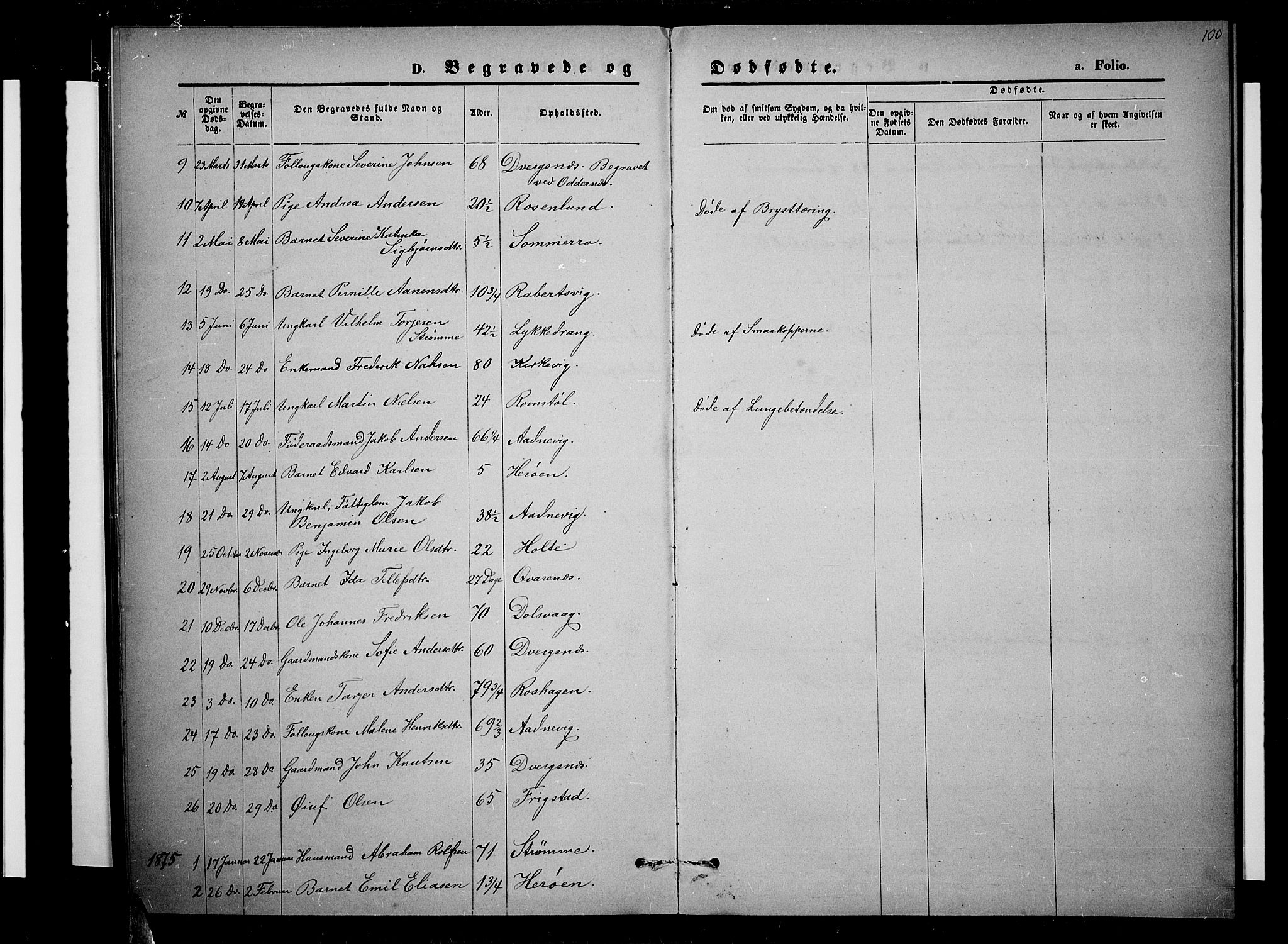 Oddernes sokneprestkontor, SAK/1111-0033/F/Fb/Fbb/L0001: Parish register (copy) no. B 1, 1871-1888, p. 100