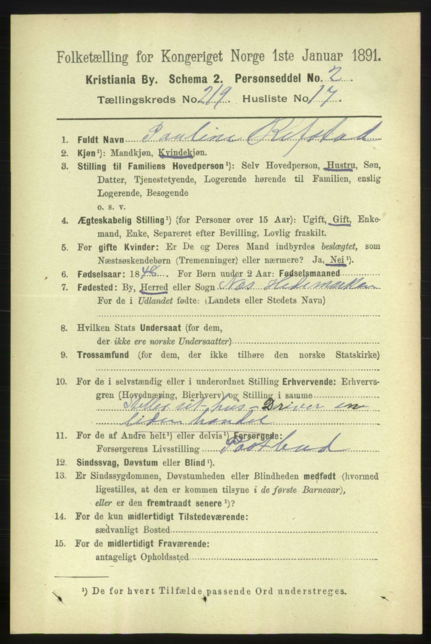 RA, 1891 census for 0301 Kristiania, 1891, p. 130469